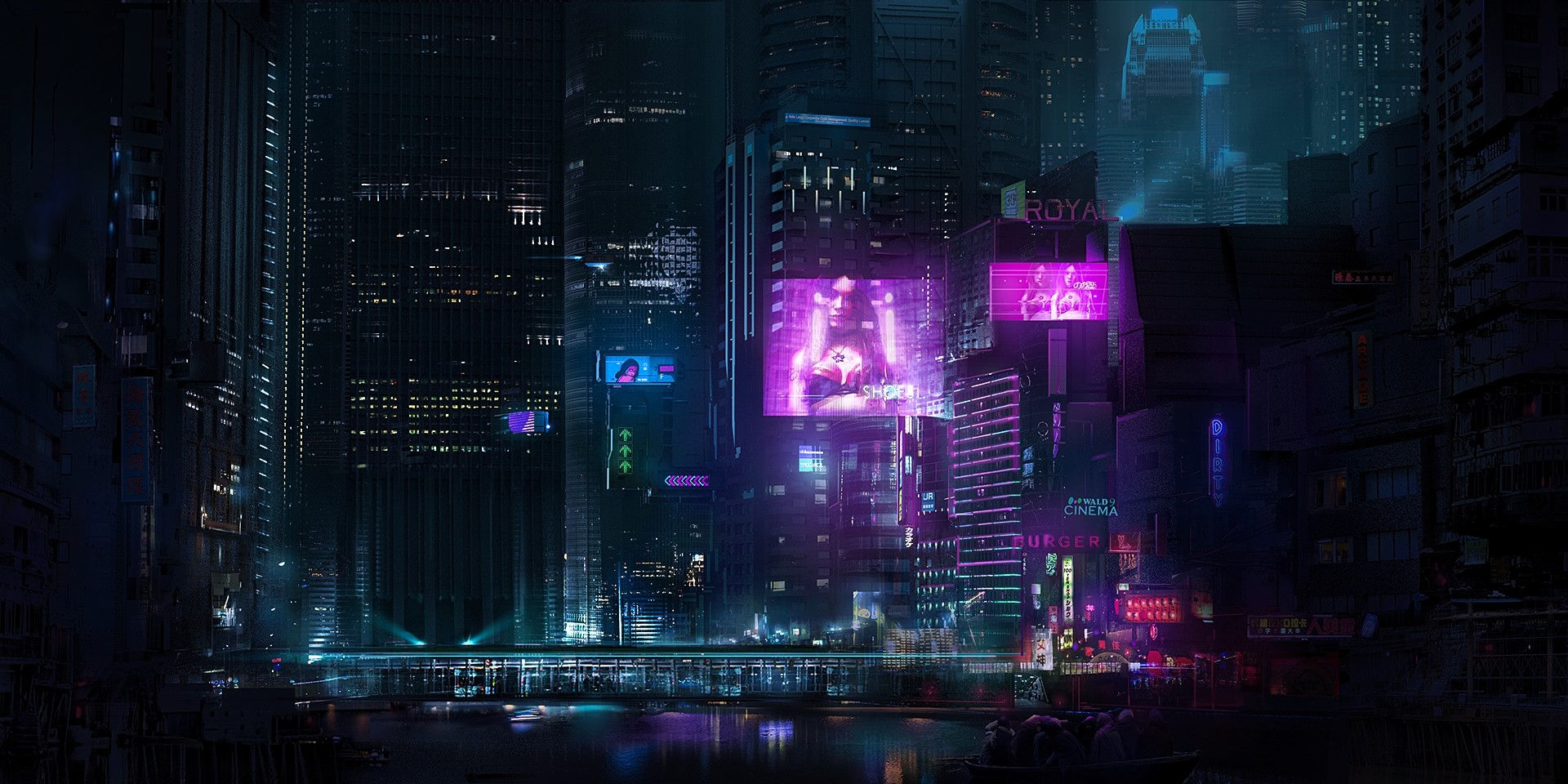 Wallpaper #zn388I4Bnwiau_P64wdX12 Cyberpunk Artwork City Dark Cityscape Digital Art Futuristic HD