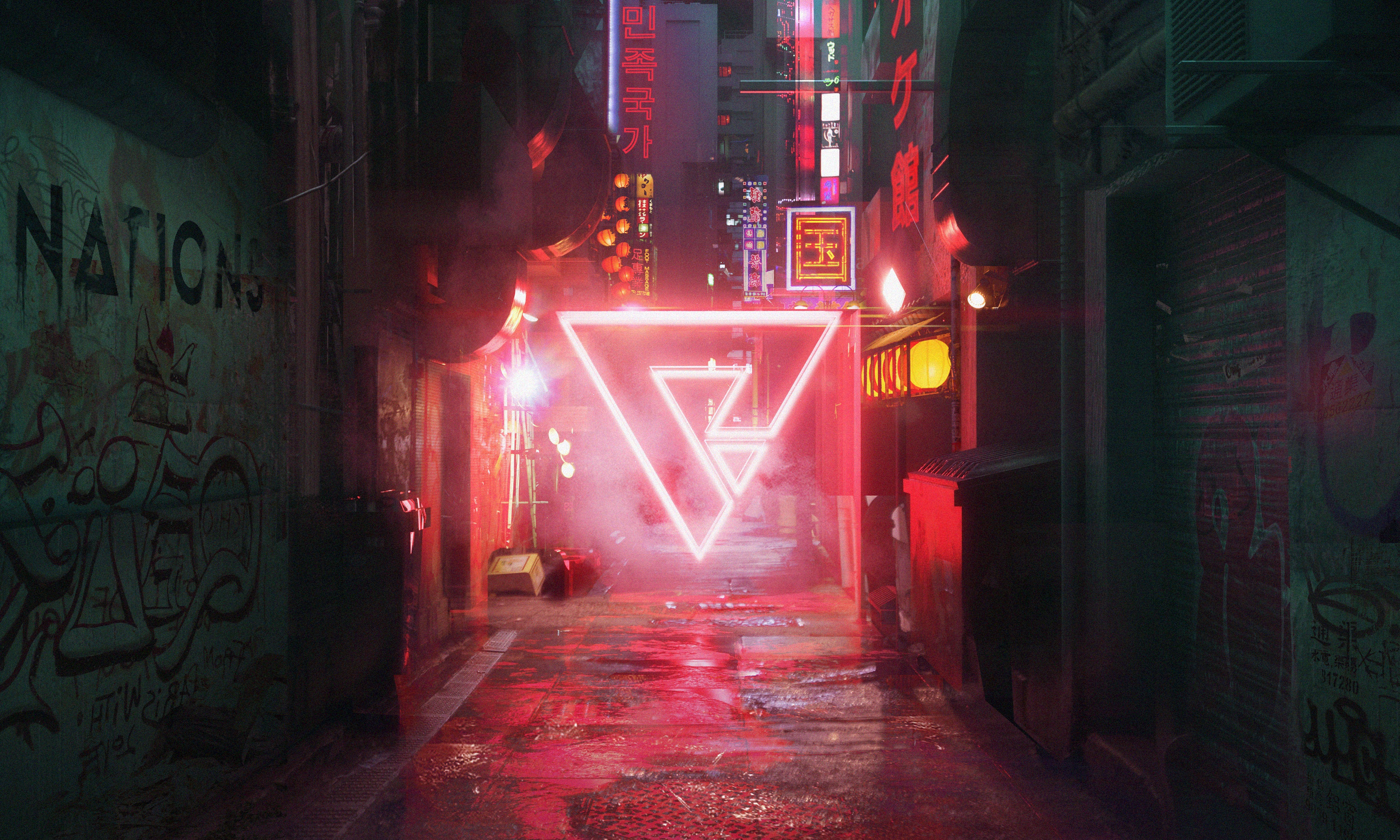 Wallpaper #ZnNbio4BFI5NbQksZiKq56 Cyberpunk Photography Neon HD Abstract Triangle 4K 5K