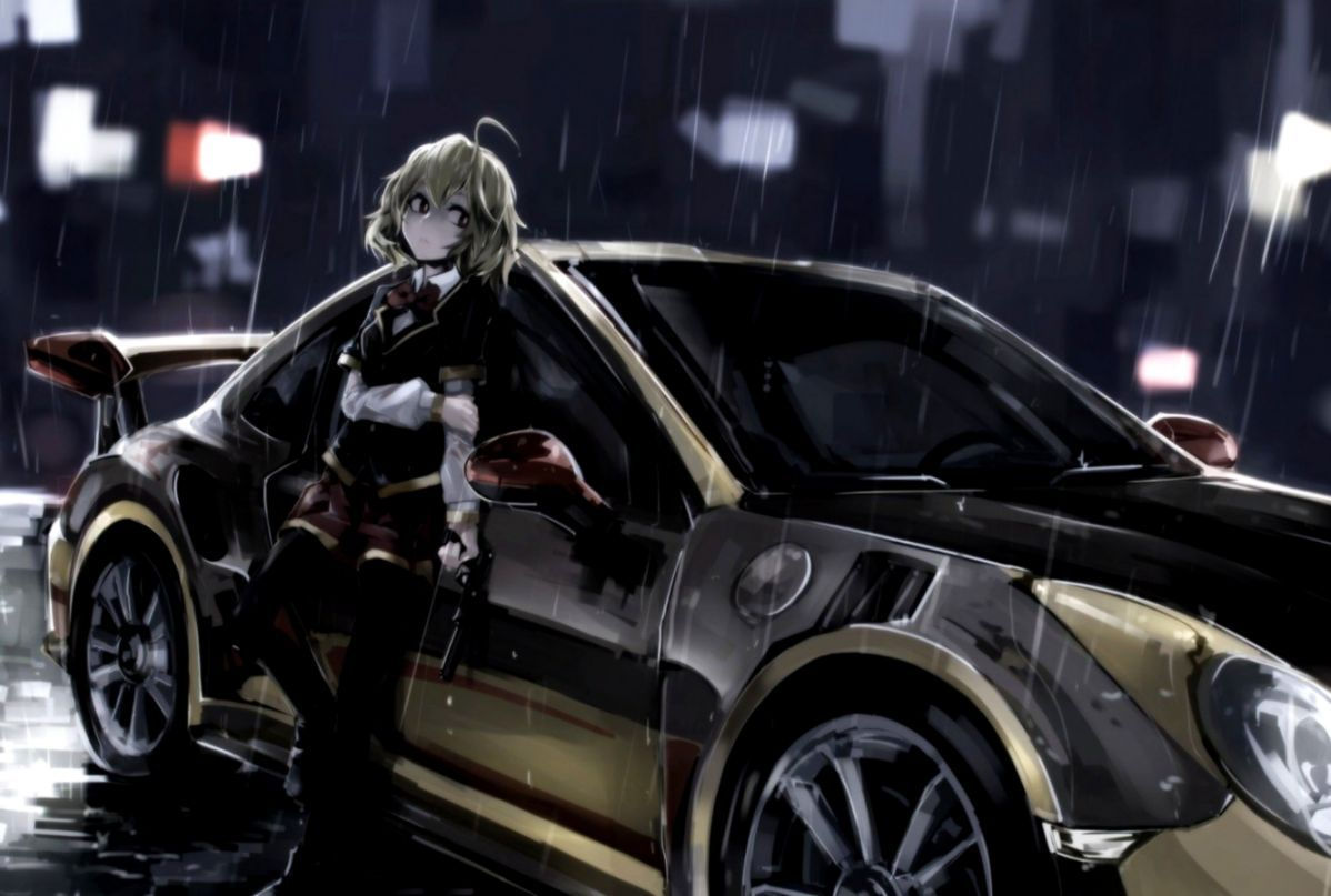 Wallpaper #46bf0 Download Girl Leaning on a Nissan Skyline Car Anime Wallpaper