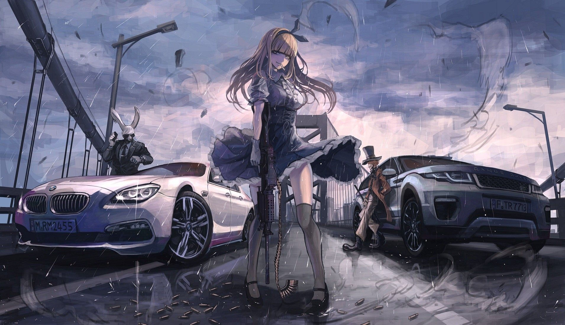 Wallpaper #46bf0 Download Girl Leaning on a Nissan Skyline Car Anime Wallpaper