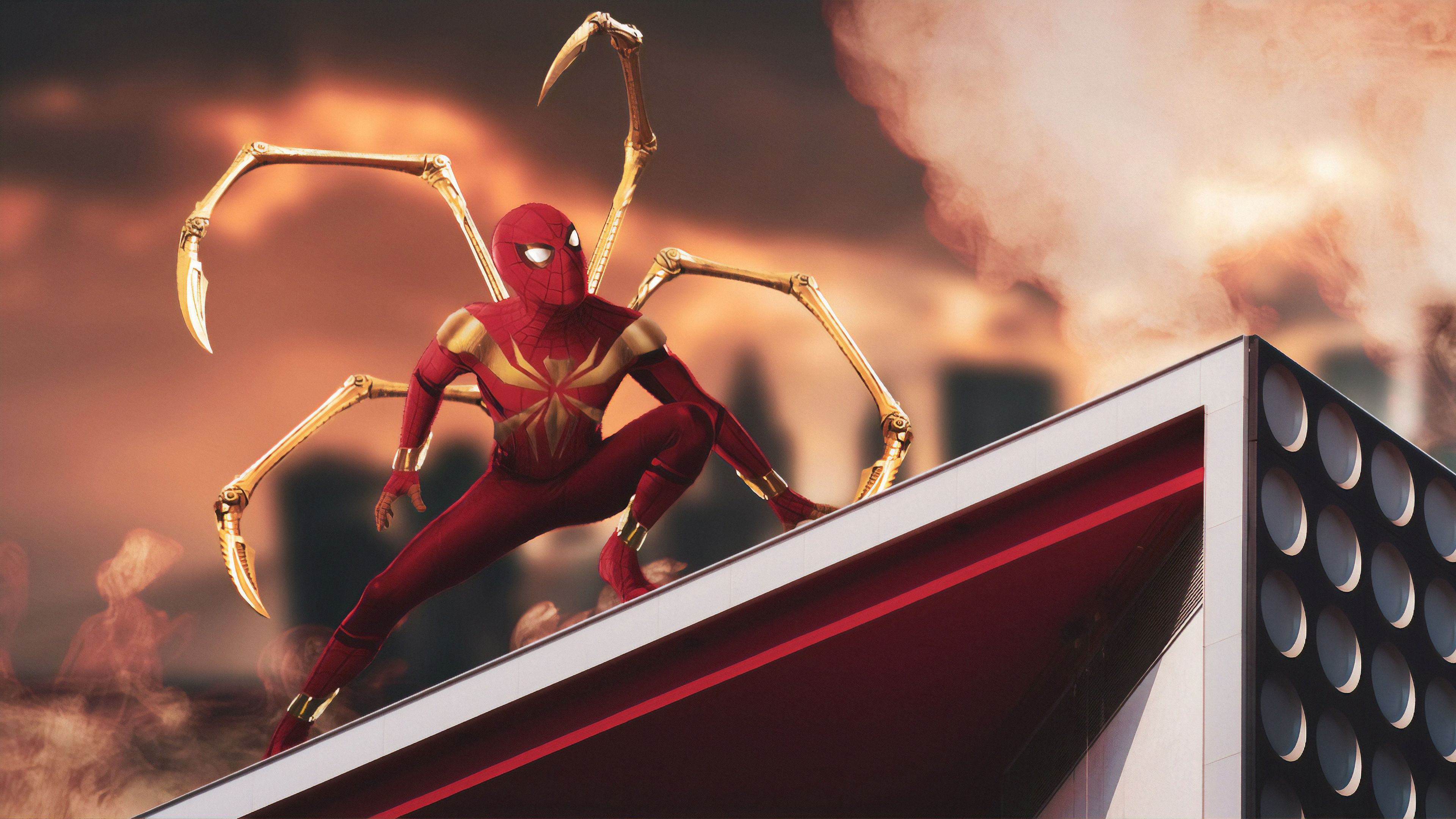 Wallpaper #eEXmlo4B7YBJg1BVj6B835 Spider-Man in His Iron Spider Suit Perches on a Rooftop