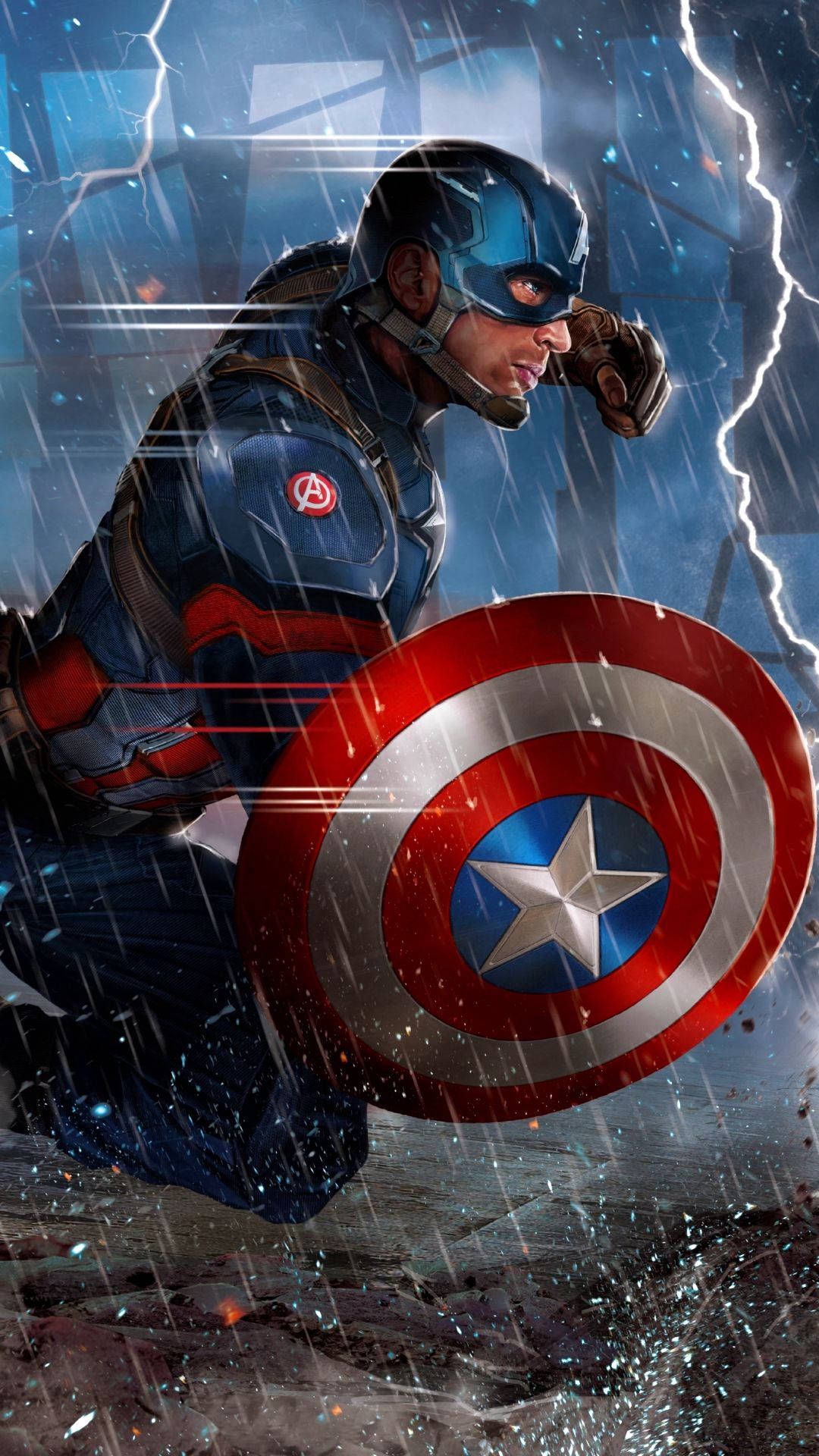 Wallpaper #B70BF Captain America Surrounded by Lightning from Thors Hammer