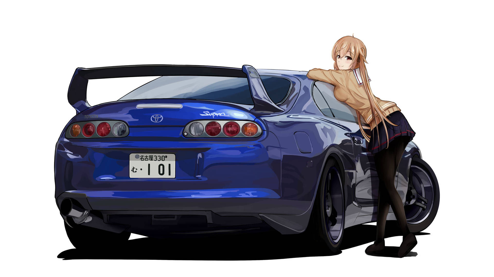 Wallpaper #46bf0 Download Girl Leaning on a Nissan Skyline Car Anime Wallpaper