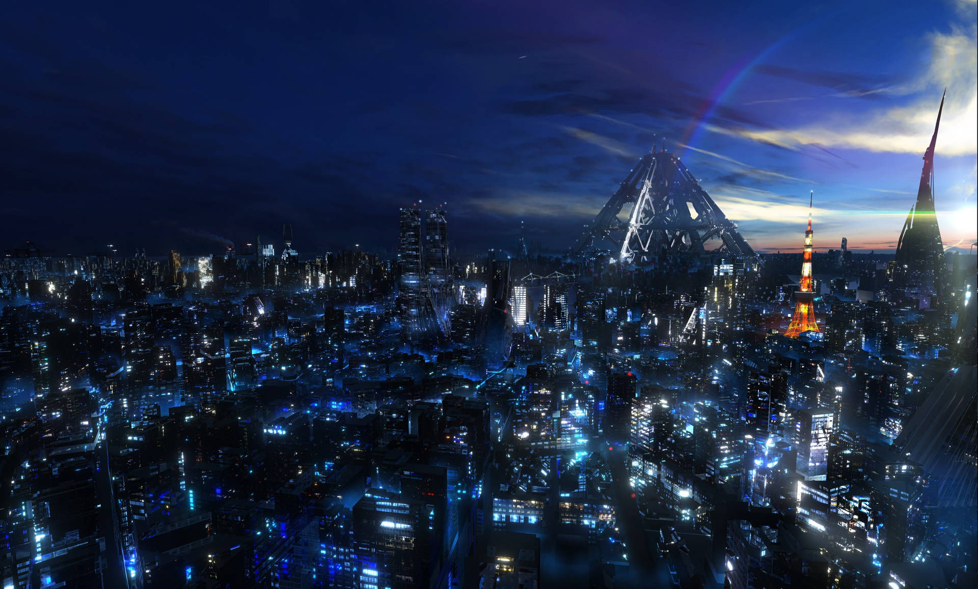 Wallpaper #3x28LZMBlOZrFDOkHNHb177 Download Geometric Towers in an Anime Night City Wallpaper Wallpaperscom