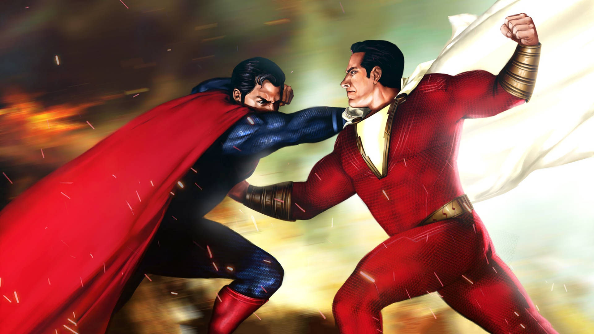 Wallpaper #DZ27ZJcBkAG5jTCH-LFh52 Download Shazam vs Superman Digital Art Wallpaper Wallpaperscom