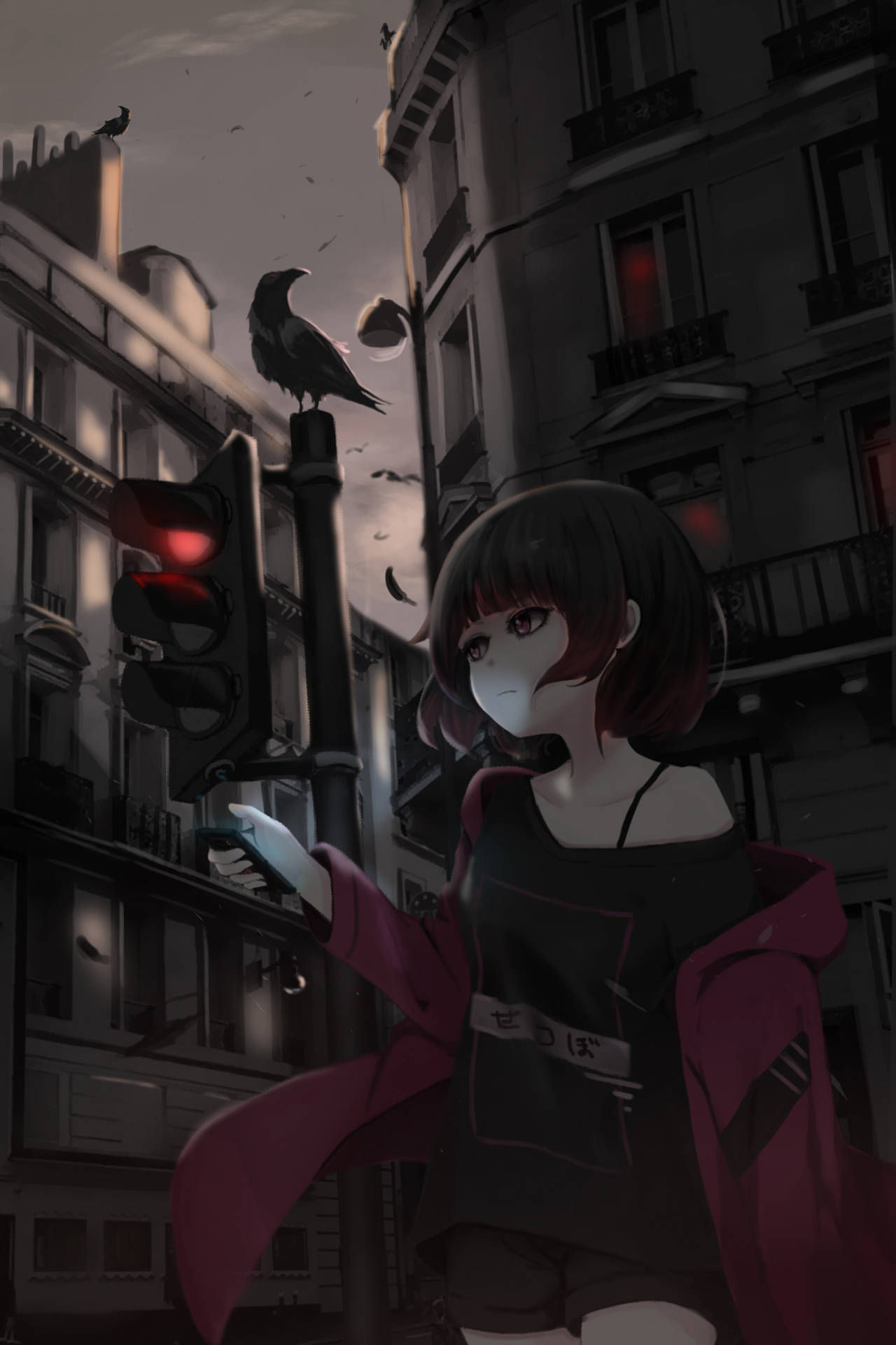 Wallpaper #zQOtZJMBpyOg8YnEB9fm73 Download Girl with a Crow Anime Phone Wallpaper Wallpaperscom