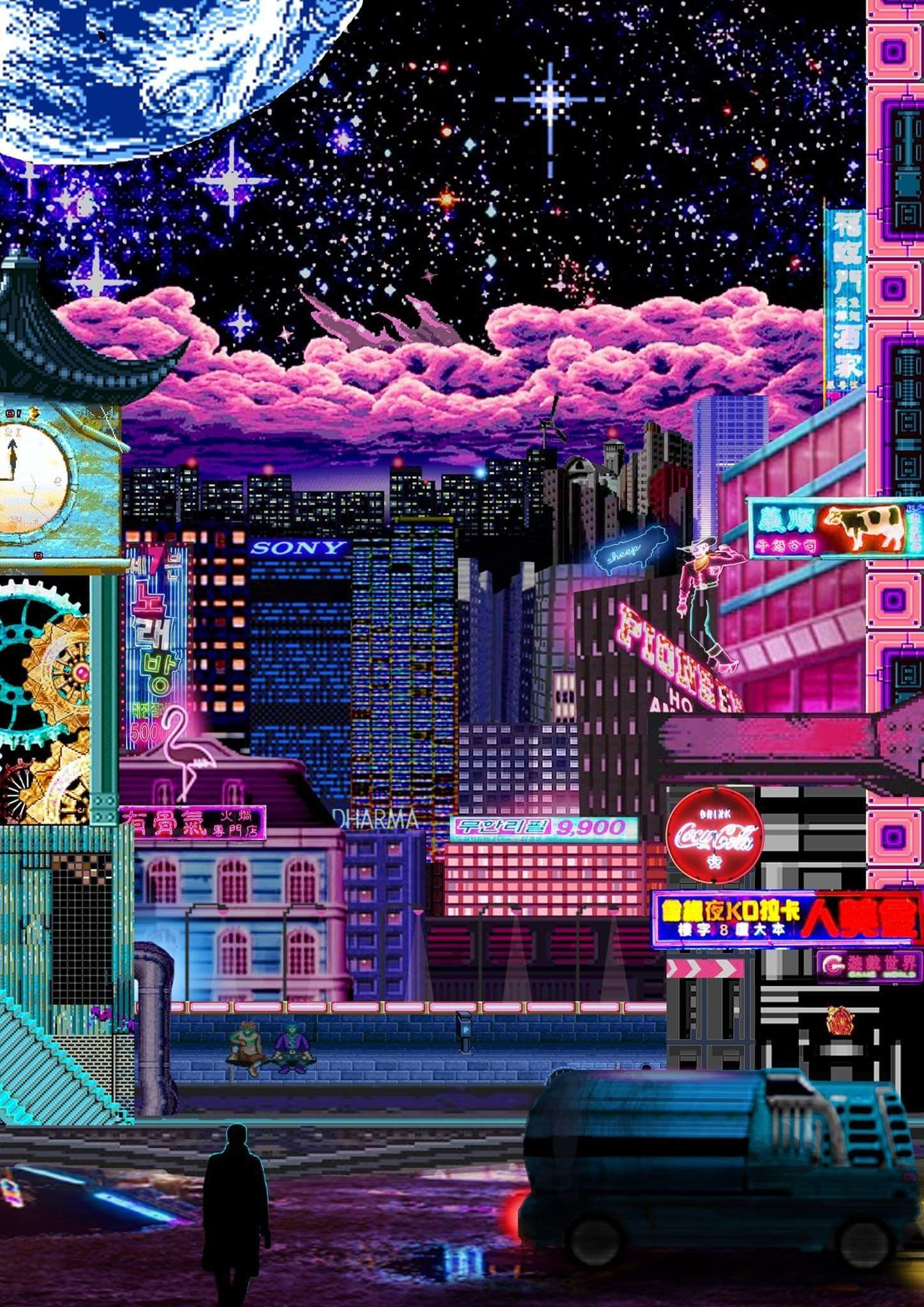 Wallpaper #42exDJMBSpphPi3-h9_r88 Retro City Pixel Wallpapers Wallpaper Cave