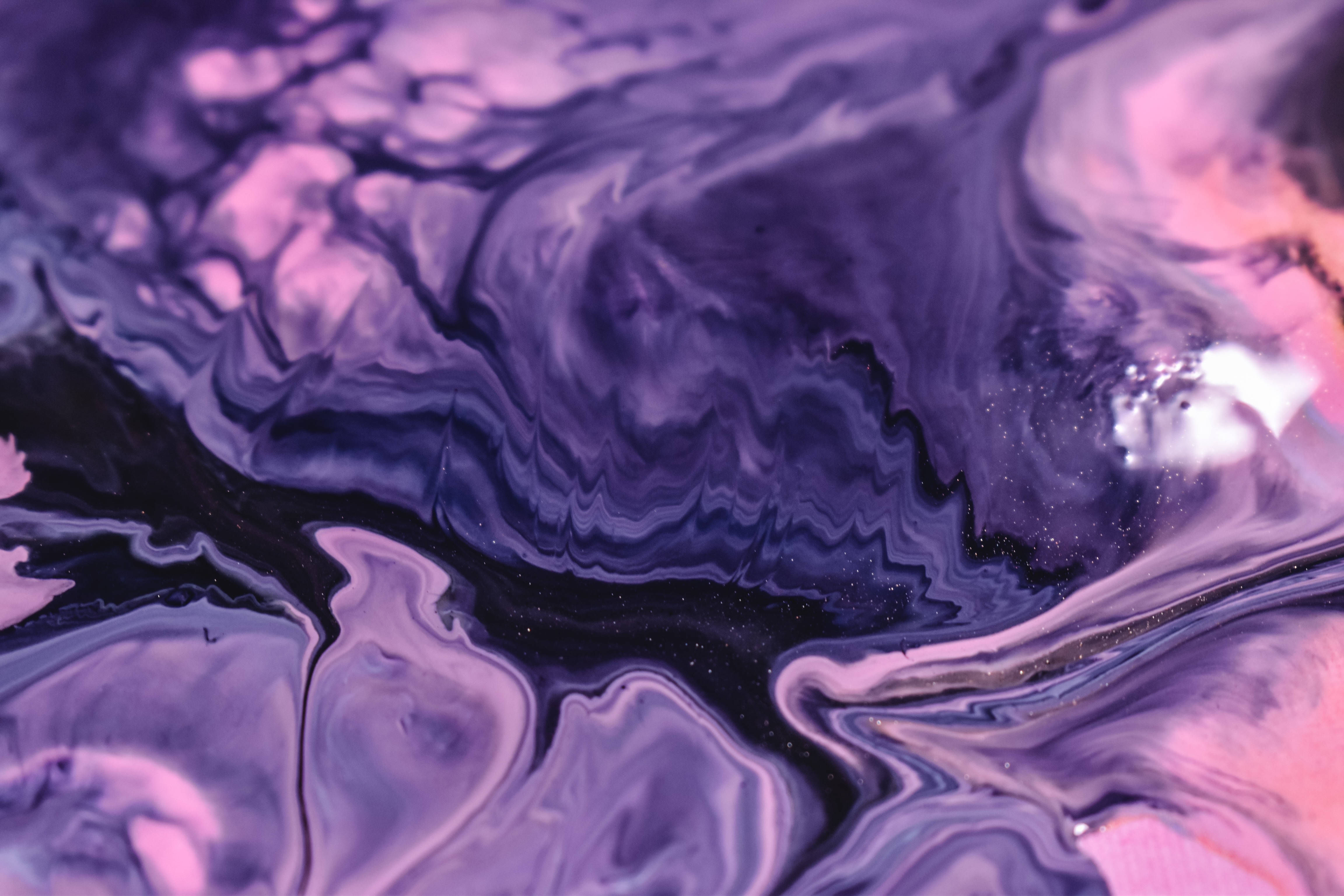 Wallpaper #676fa Dark Purple Turquoise Paint Stains Mixing Liquid 4K HD Turquoise