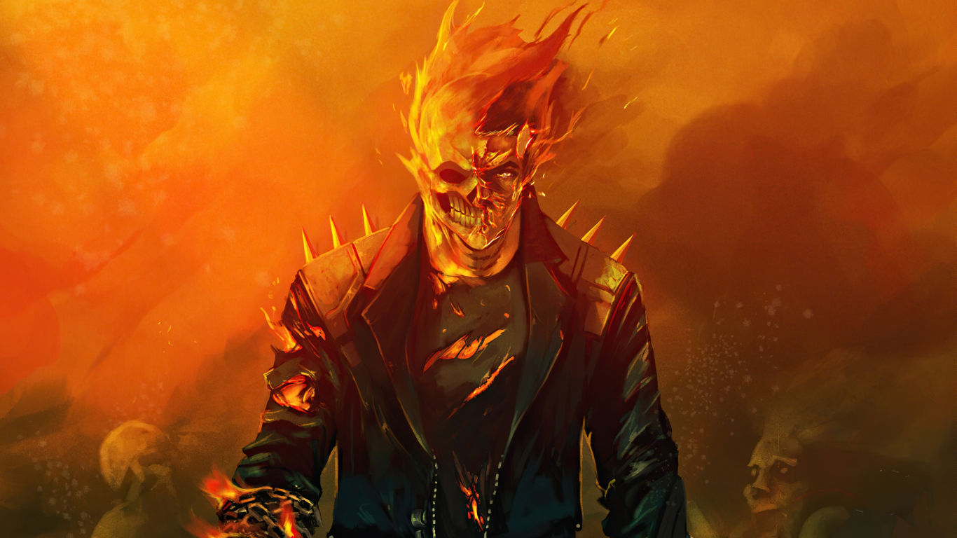 Wallpaper #4_QTOpMBKFX8bn3r23cf57 Download Wallpaper 1366x768 Superhero Ghost Rider Marvels Hero Art