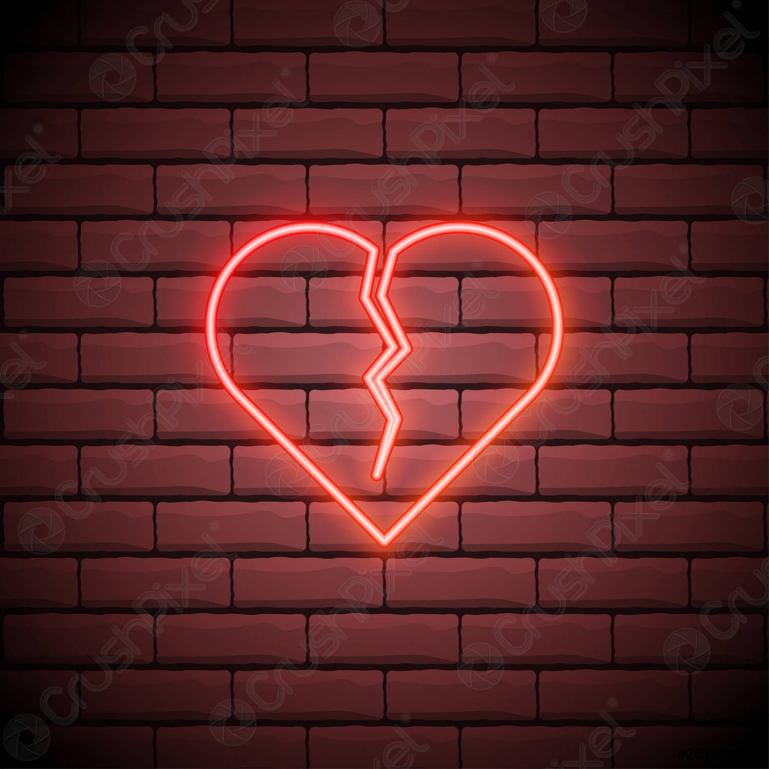 Wallpaper #t30P9I4Bnwiau_P6pg7_15 Broken Heart Neon Light Icon Heartbreak Glowing Sign Beak Up Stock