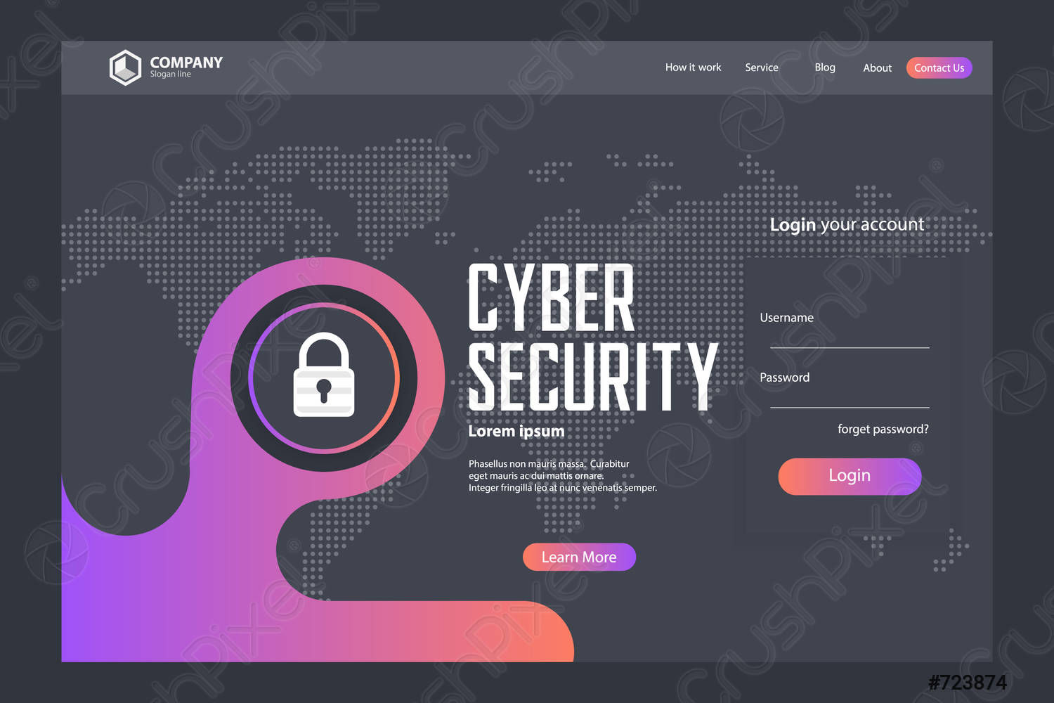Wallpaper #gGdm8pIBSpphPi3-YnBU264 Cyber Security Landing Page Vector Template Design Stock Vector