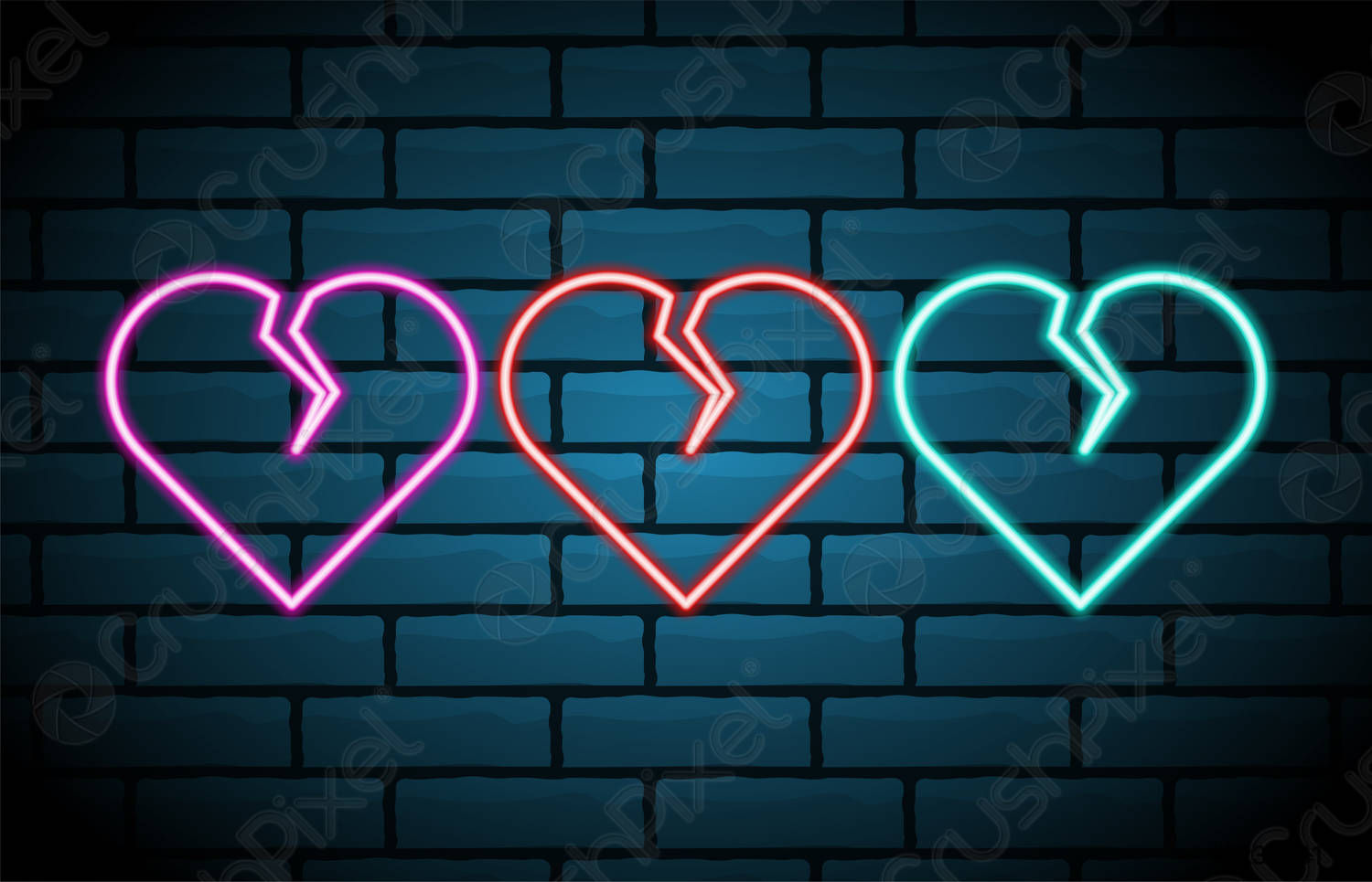 Wallpaper #t30P9I4Bnwiau_P6pg7_11 Broken Heart Neon Sign Decoration Element Vintage Neon Heart on Stock