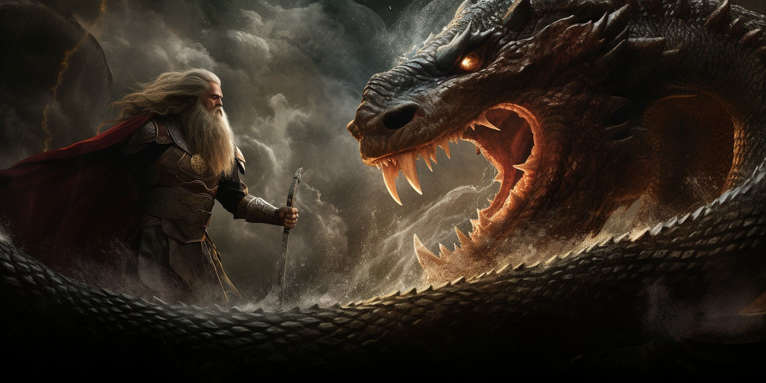 Wallpaper #UGe98ZIBSpphPi3-uW3x228 Jormungandr vs Thor the Epic Battle of Norse Legends Viking Style