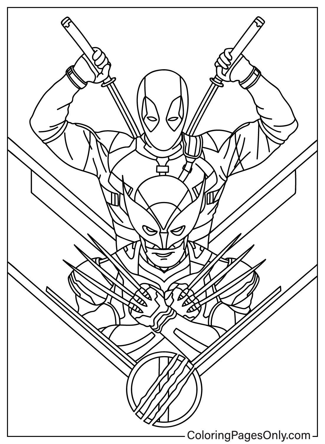 Wallpaper #-bkg3pIBJvJKYCmEzgMB369 Deadpool and Wolverine Action Pose Free Printable Coloring Pages