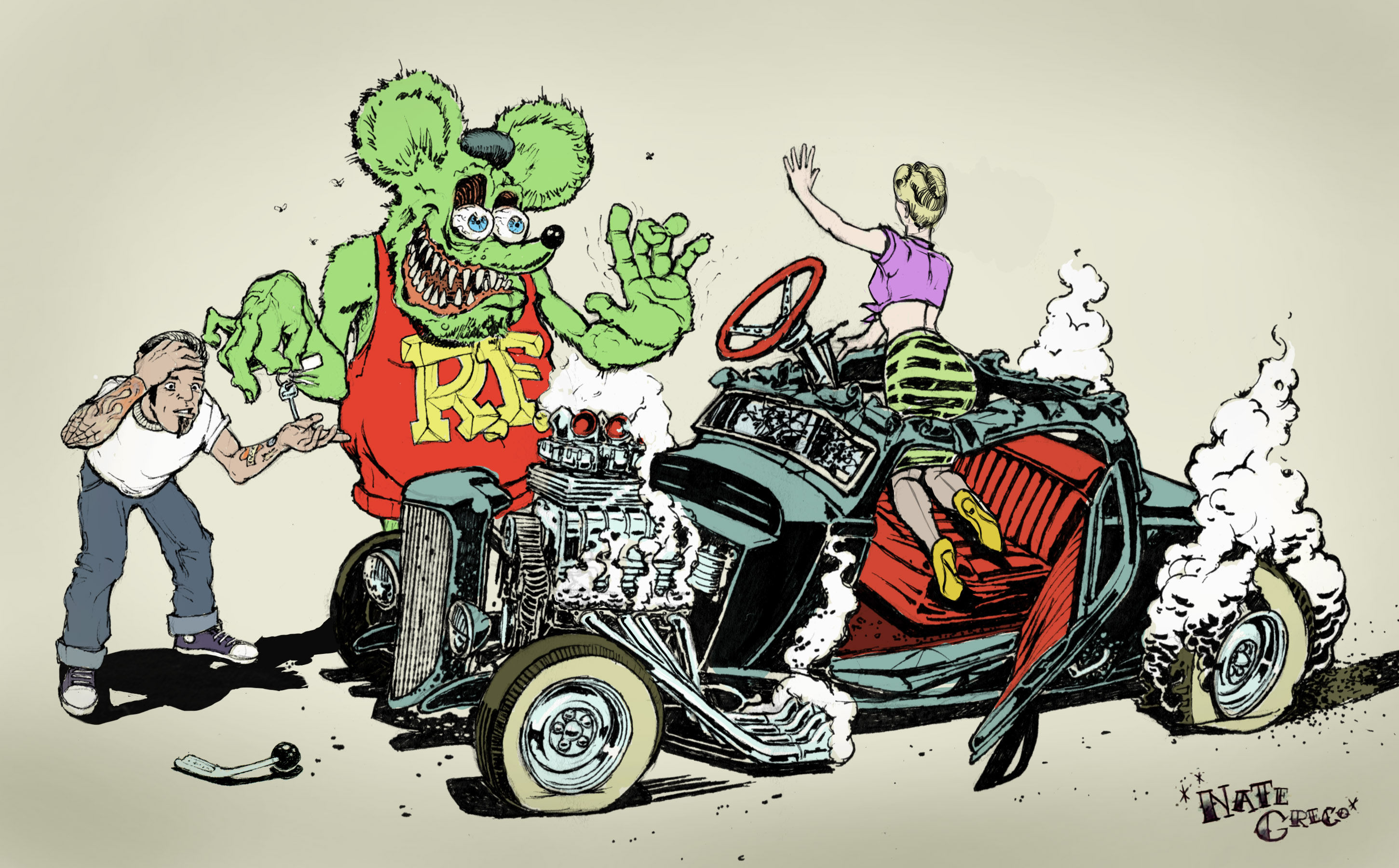 Wallpaper #KWhmFJMBSpphPi3-4wQV155 Hot Rod Art by Nate Greco at Coroflotcom