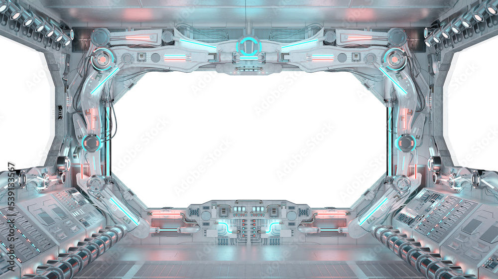 Wallpaper #r7gj2JIBJvJKYCmEhOZY61 Spaceship Interior with Isolated Transparent Window Futuristic