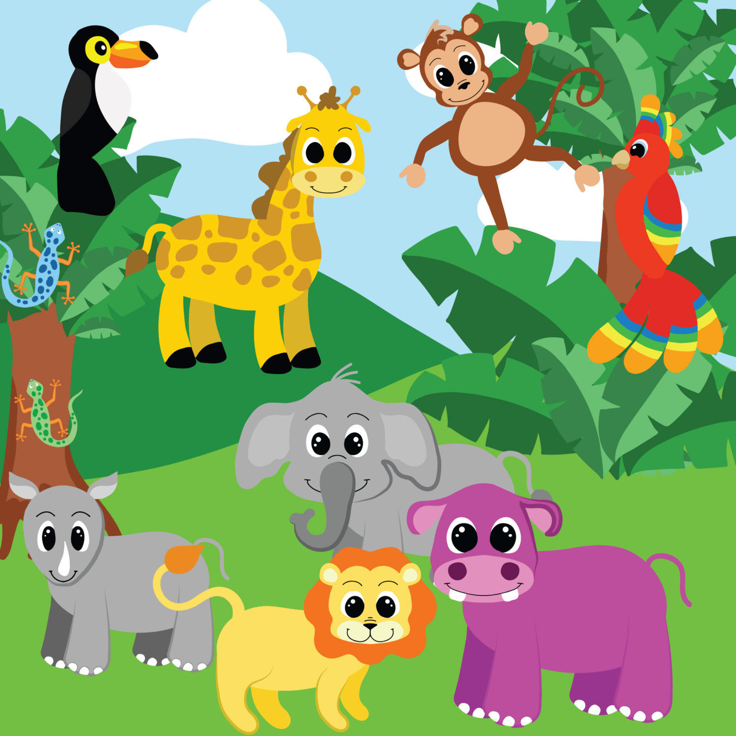 Wallpaper #03c4b Happy Jungle Safari Birthday Our Amhiraya Studio