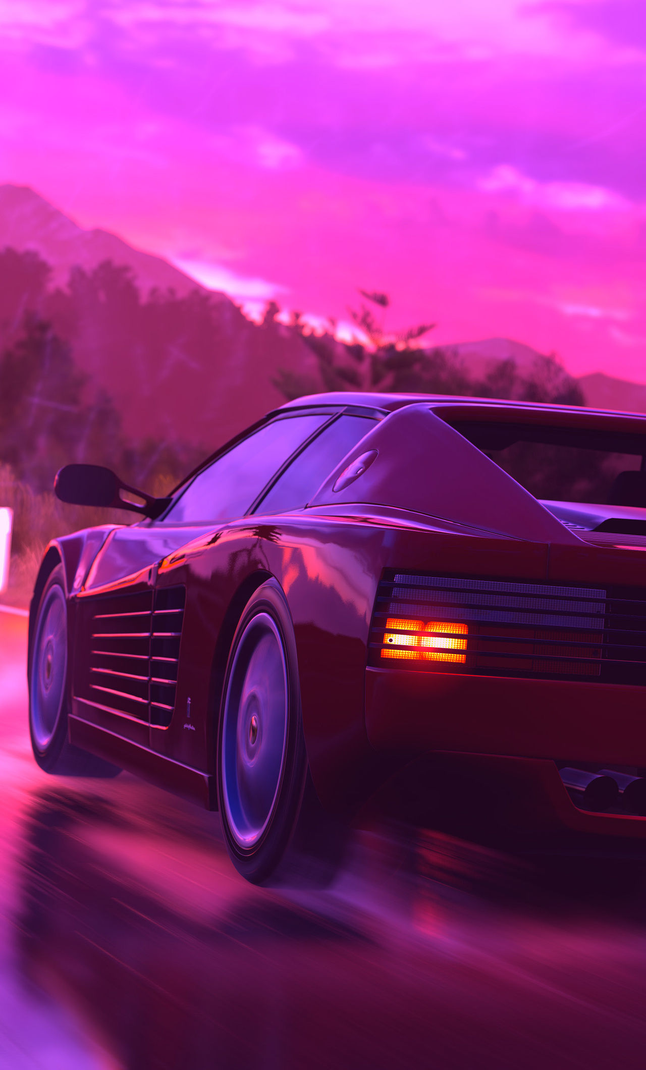 Wallpaper #wAAp7I4BSdW8dNou1RNA27 1280x2120 Ferrari Sports Car Retrowave Art 4K iPhone 6 HD 4K