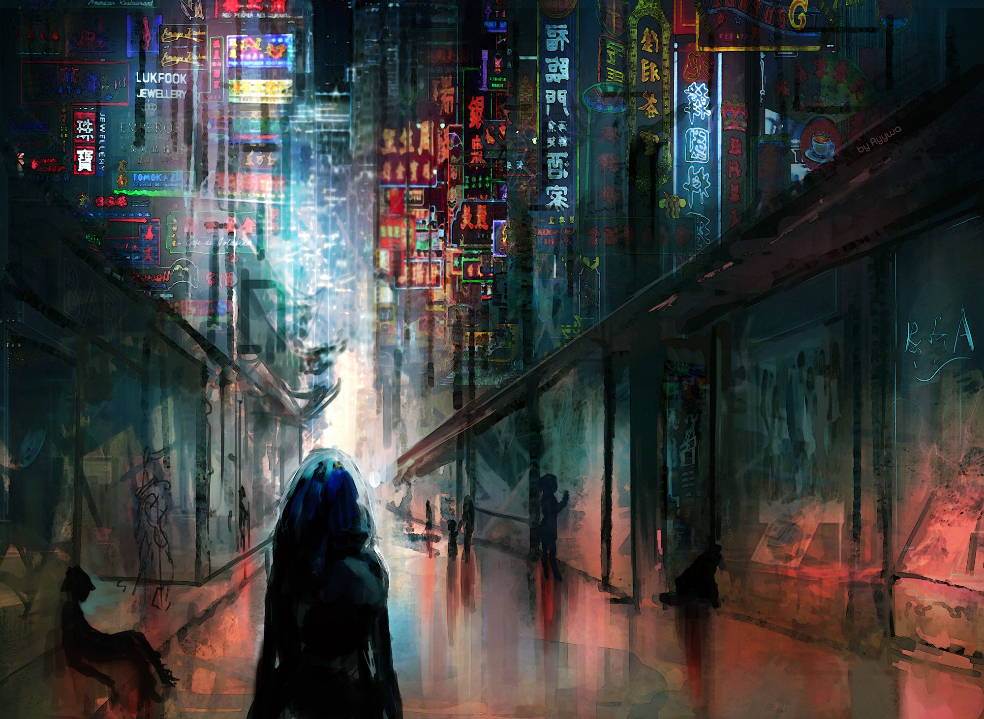 Wallpaper #OEXLk44B7YBJg1BVEZ9g18 Anime Cyberpunk Scifi City Lights Night Buildings Futuristic HD Artist