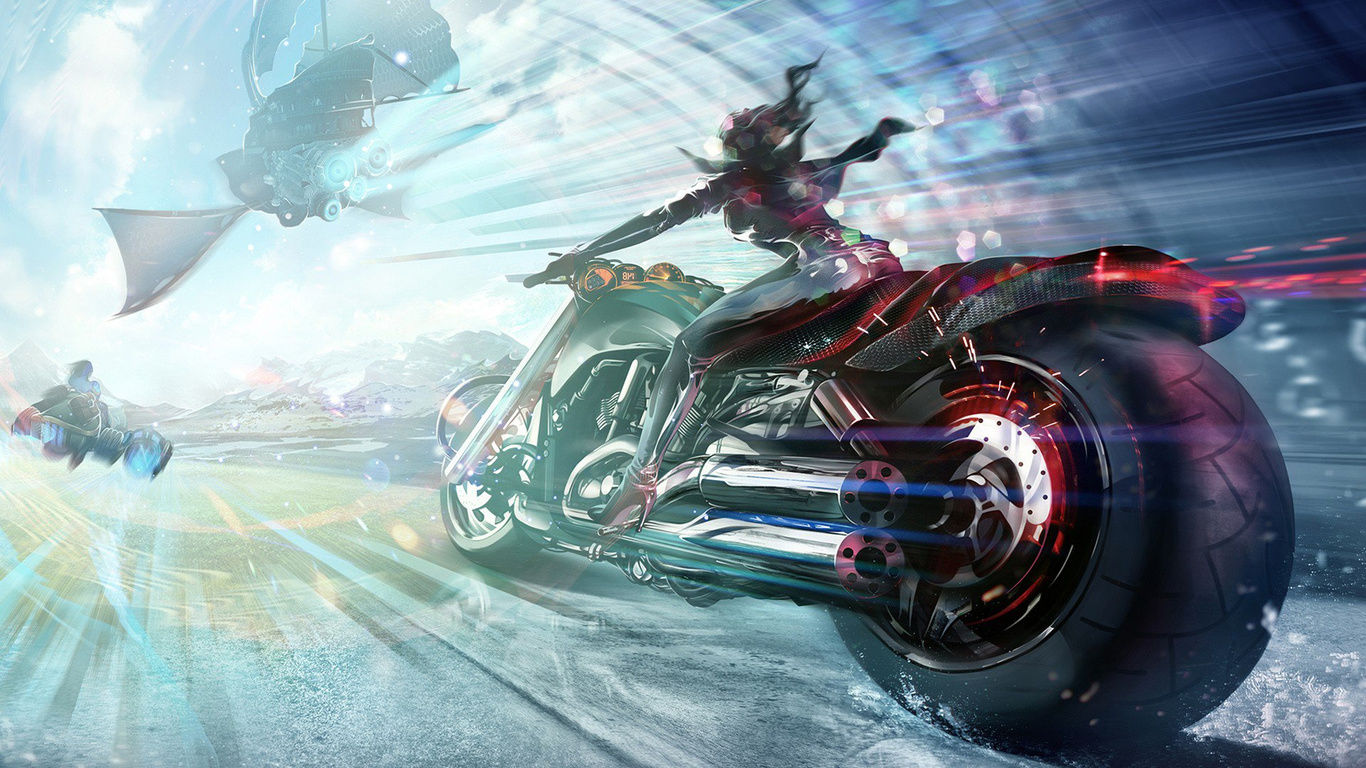 Wallpaper #WkD9LpMBJhL2WPbal7s-398 1366x768 Fantasy Girl Bike 1366x768 Resolution HD 4K Wallpapers Images