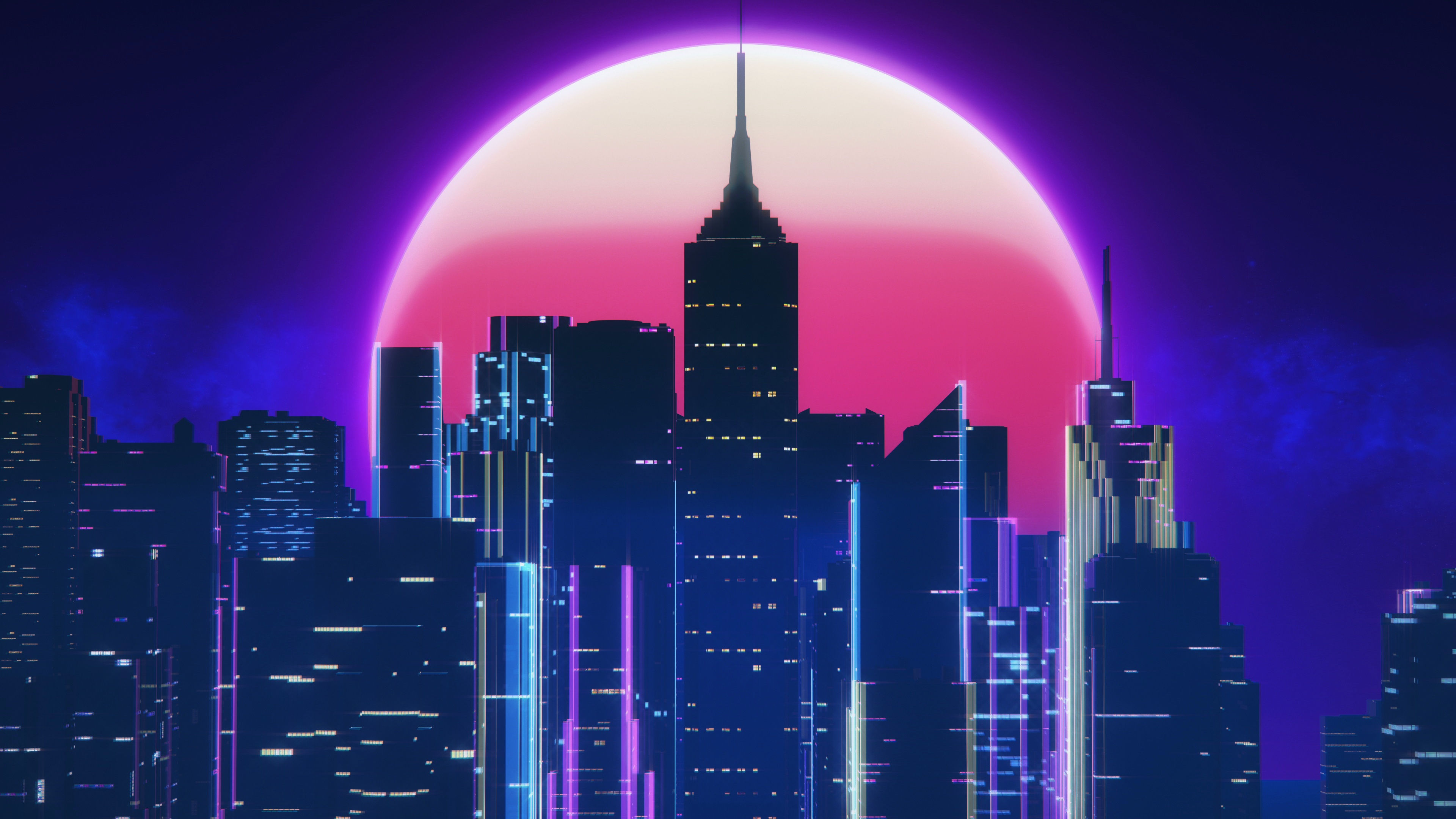 Wallpaper #F2ch7JIBSpphPi3-8lH9308 Synthwave City Retro Neon 4K HD Artist 4K Wallpapers Images