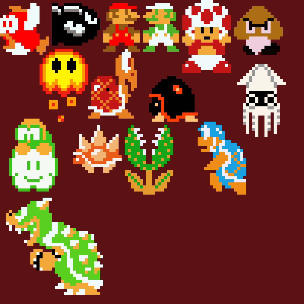 Wallpaper #8kDiMJMBJhL2WPbaXMPE180 8 Bit Mario Enemies