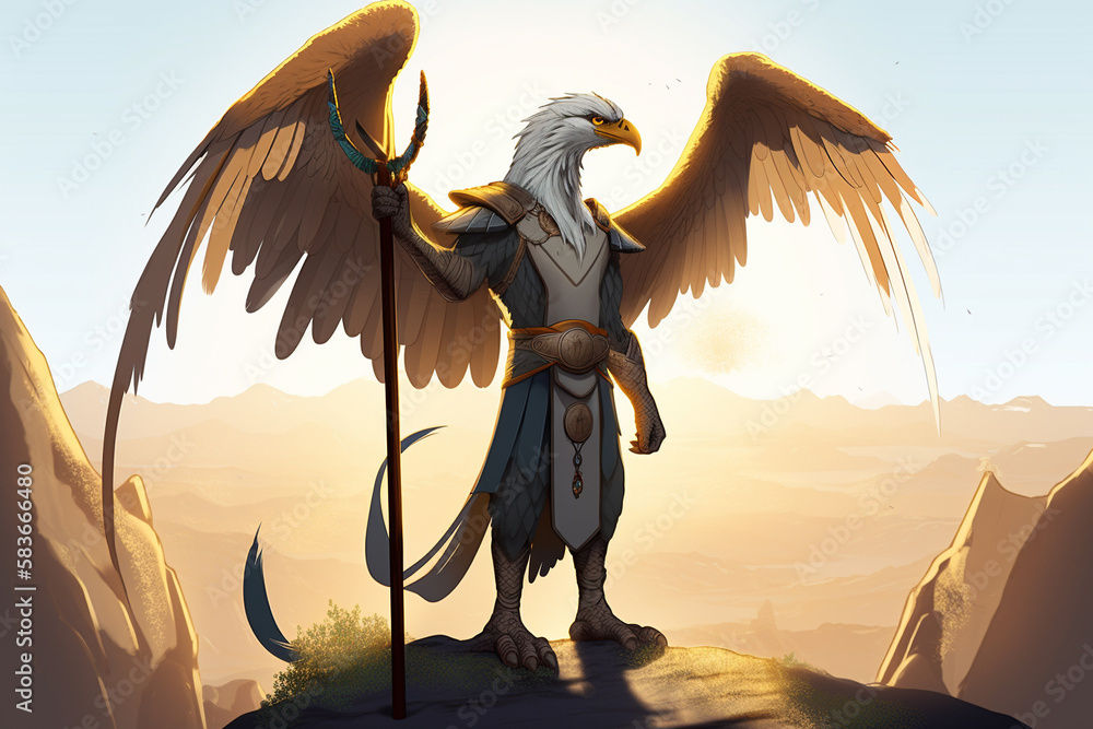 Wallpaper #nbjR25IBJvJKYCmEbvi_63 AI Generated Dnd Paladin Aarakocra Bird Character from the Elemental