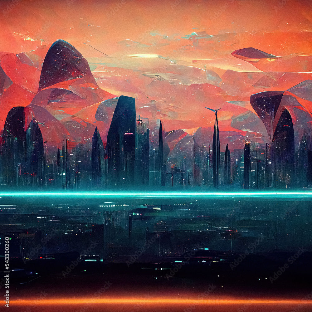 Wallpaper #Z7lp3pIBJvJKYCmERgWS156 Abstract Sci Fi Scene of Futuristic World with Flying Objects and Odd