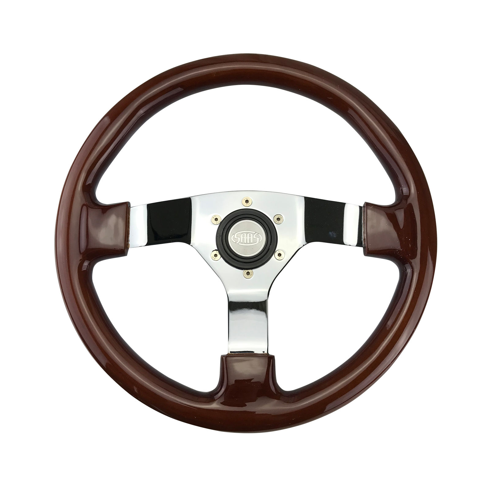 Wallpaper #wbhD3ZIBJvJKYCmEwP8x361 Saas Sports Steering Wheel 350mm Woodgrain Chrome Solid Spokes Runout