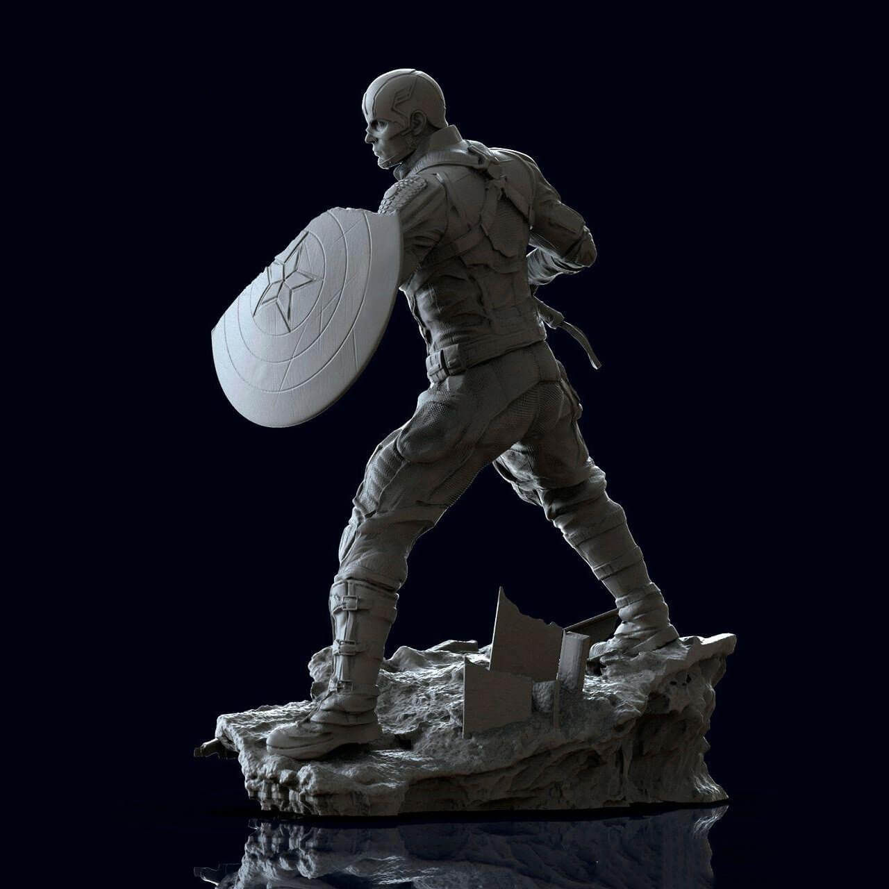 Wallpaper #VkVAno4B7YBJg1BV4KIB57 Captain America Statue 3D Print Model by Cheriloyet