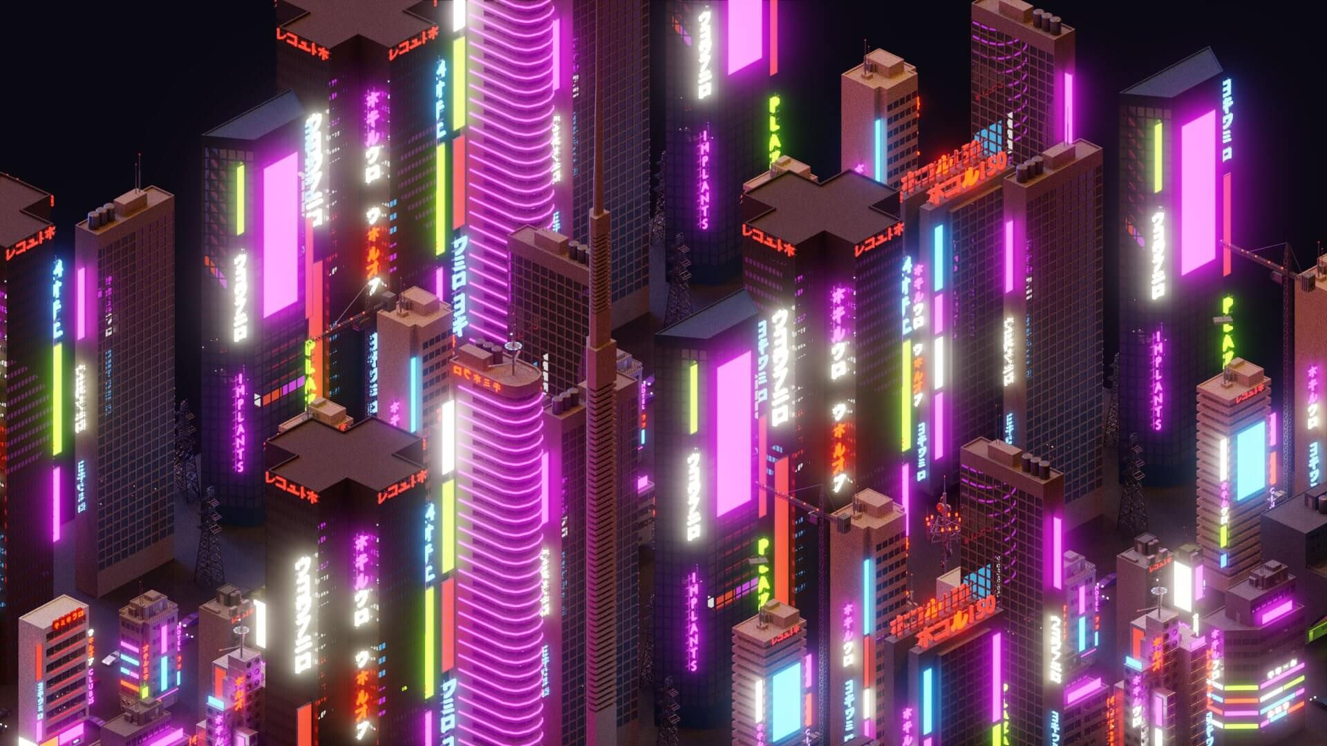 Wallpaper #nGgOHJMBSpphPi3-CSHM5 Cyberpunk City 3D Model by Korboleev