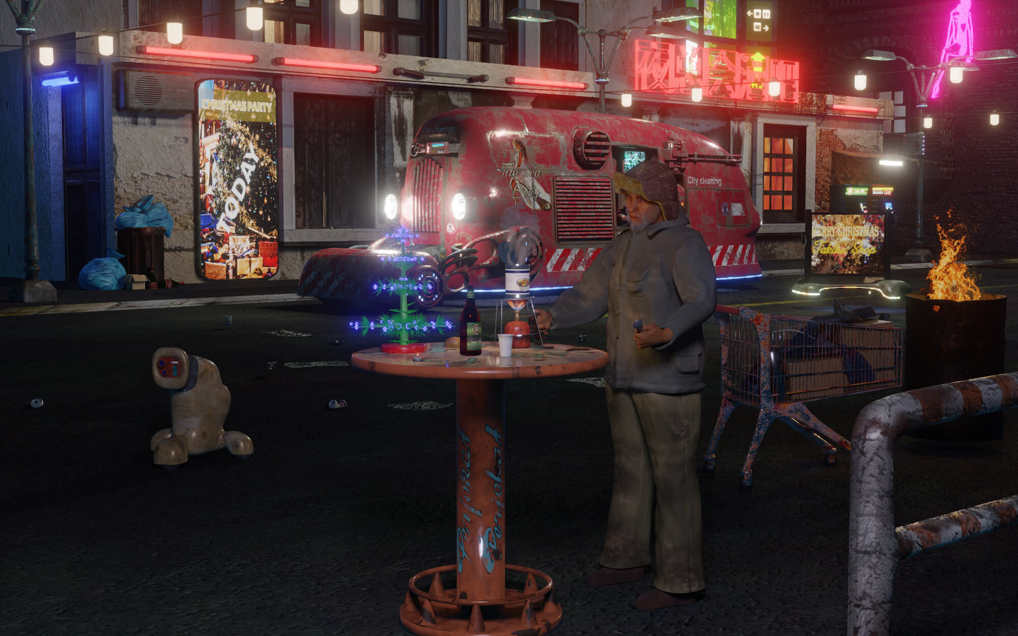 Wallpaper #nGgOHJMBSpphPi3-CSHM261 Christmas in Cyberpunk City 3D Render Renderhub Gallery
