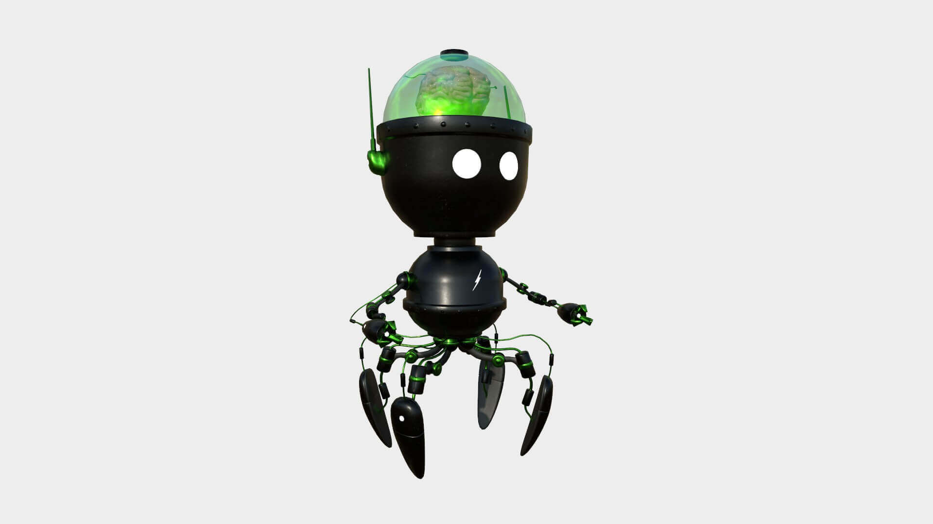 Wallpaper #32cE-5IBSpphPi3-g5LU245 Sci Fi Robot Model G 10 Black and Green by Gsommer