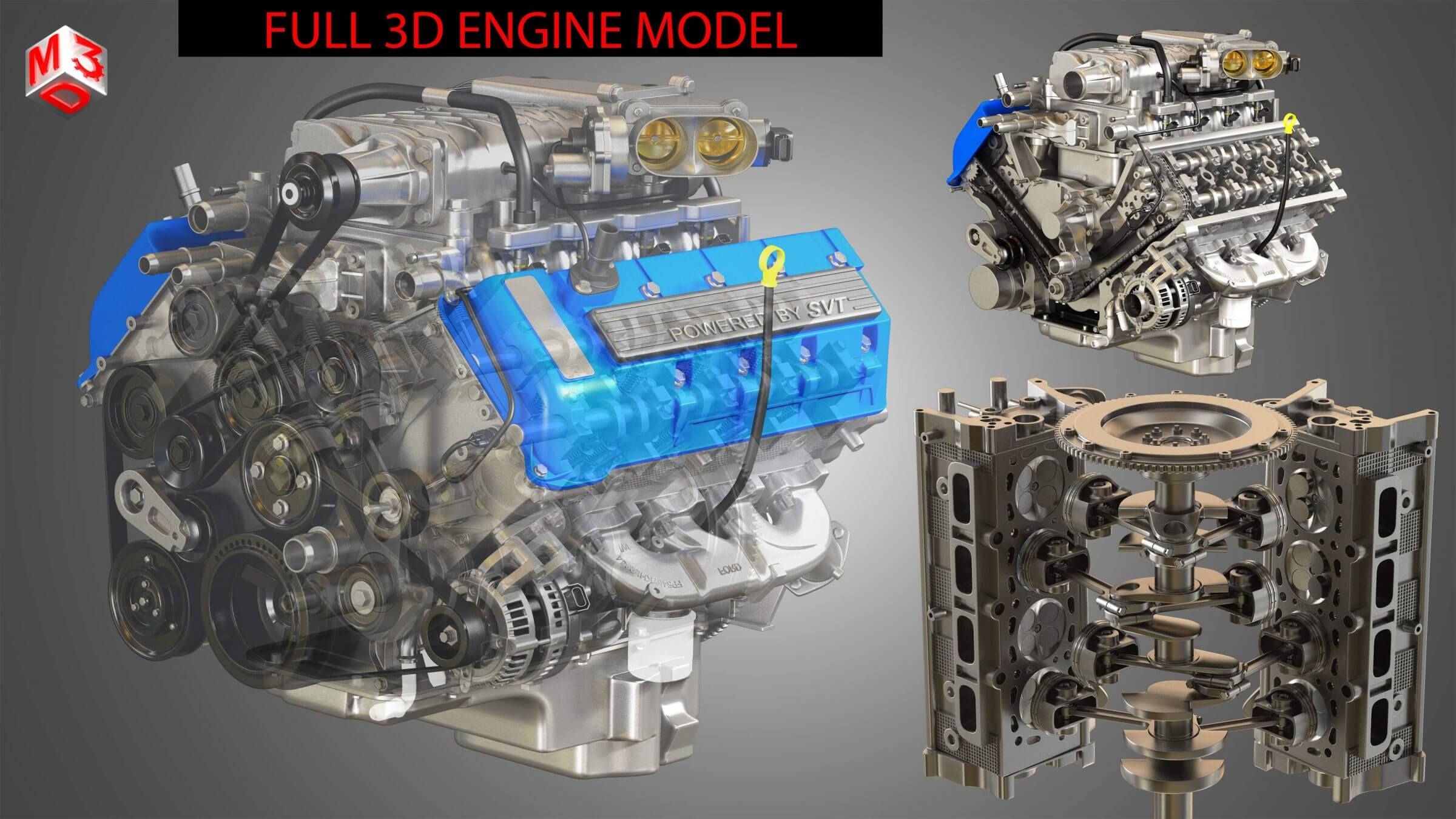 Wallpaper #1HfkJpMB-pgBXx6056OH119 2013 Svt Mustang Shelby Gt500 Engine 3D Model