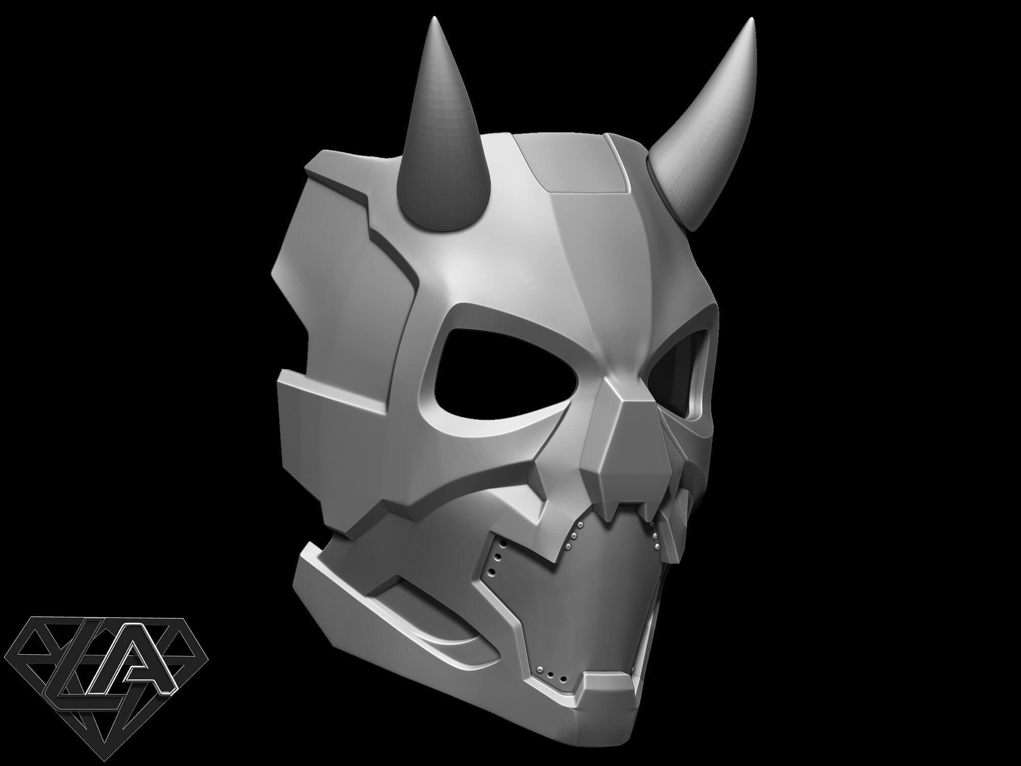 Wallpaper #VW1GapcBycdYOYFTCnGb41 Cyberpunk Sci Fi Demon Mask with Horns 3D Model by Lafactorystore
