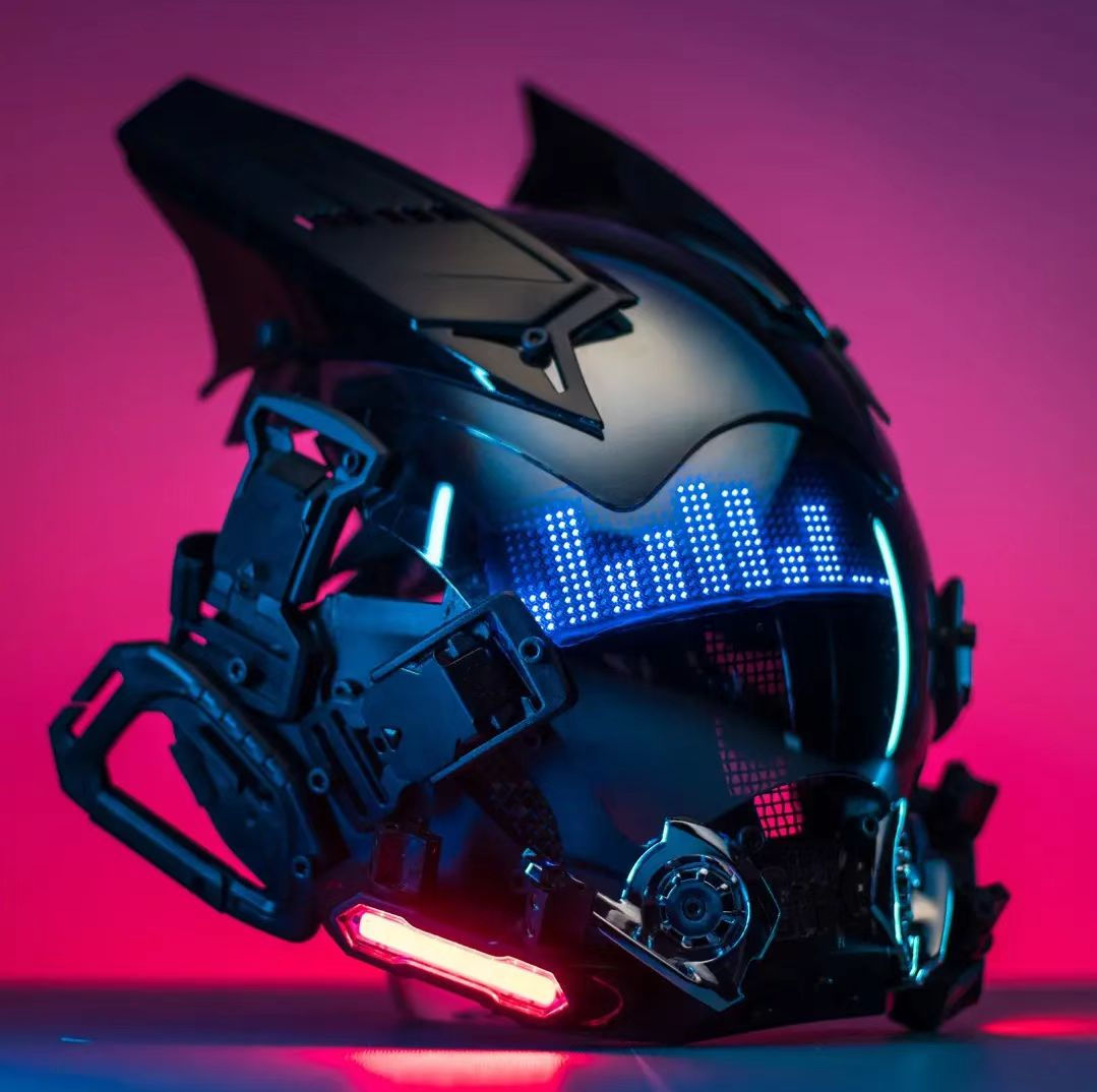 Wallpaper #mKU1MpMB0vj5YdARy9Ml113 Cyberpunk Luminous Helmet Mask Sense Electronic Mask Full Face Function