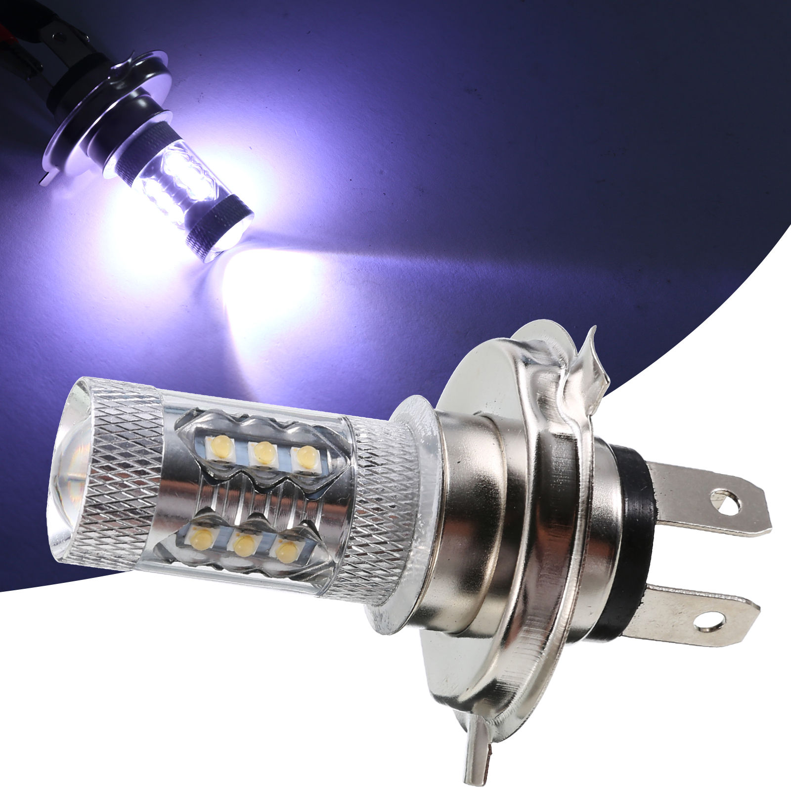 Wallpaper #_bkg35IBJvJKYCmE2wi45 1x H4 Motorcycle Headlight 80w 800lm White LED Head Lamp Motorbike High