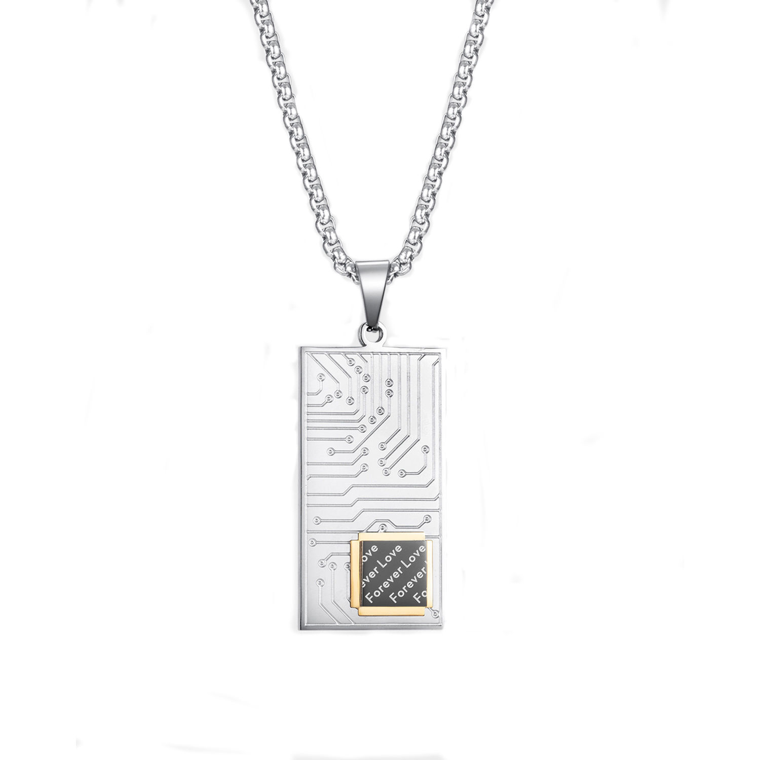 Wallpaper #QubWMpMBA7IOc3WmGhLe148 Stainless Steel Rectangle Cyberpunk Circuit Board Chip Pendant Necklace