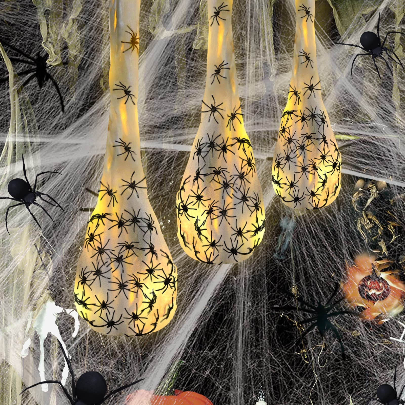 Wallpaper #tWgrGZMBSpphPi3-wxVR70 16in Halloween Horror Spiders Spider Egg Sac Cocoon Hanging Prop