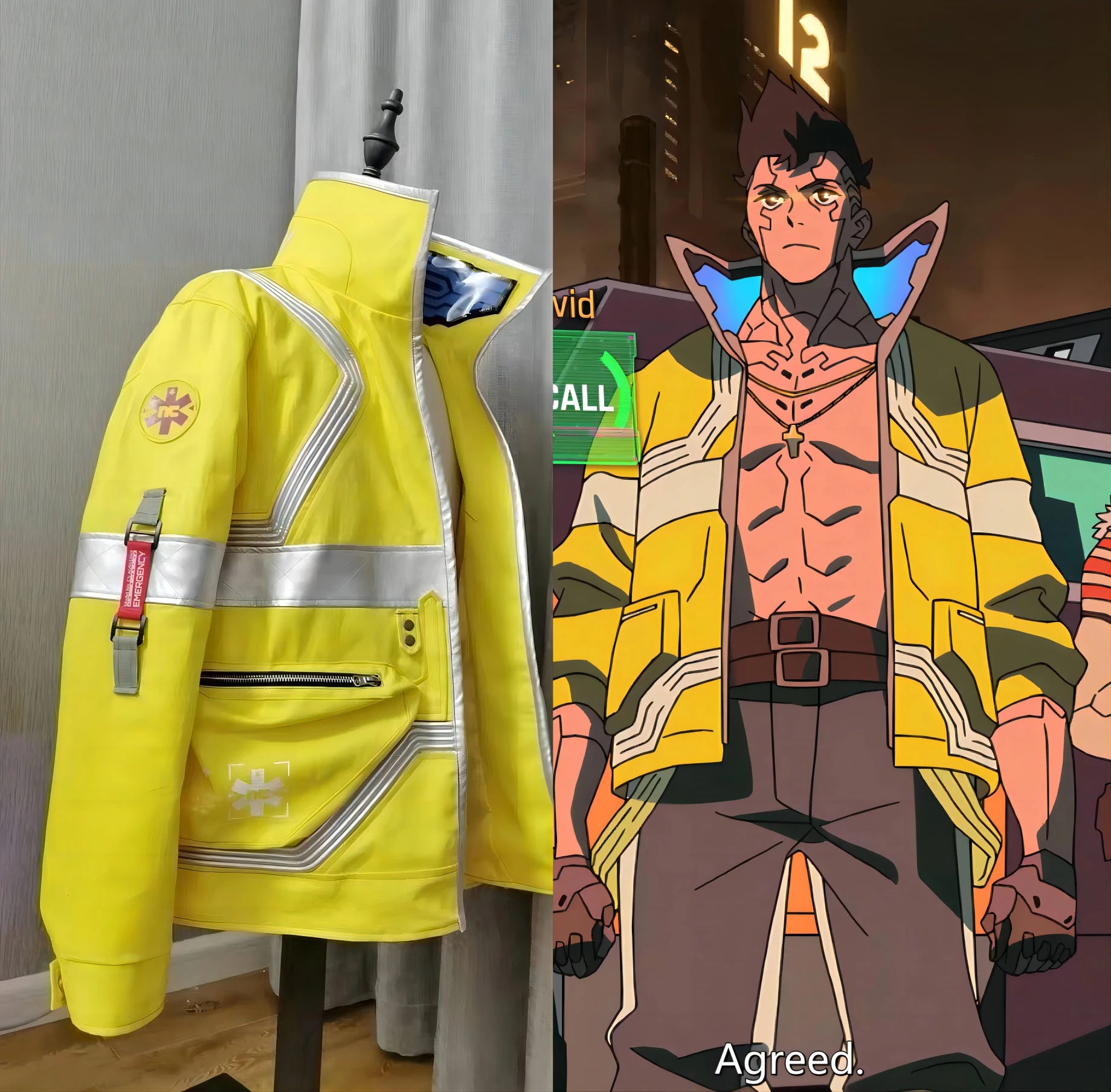 Wallpaper #lZ1sZ5cBkAG5jTCHW7OM88 David Martinez Cosplay Costumes Yellow Luminous Coat Anime Cyberpunk