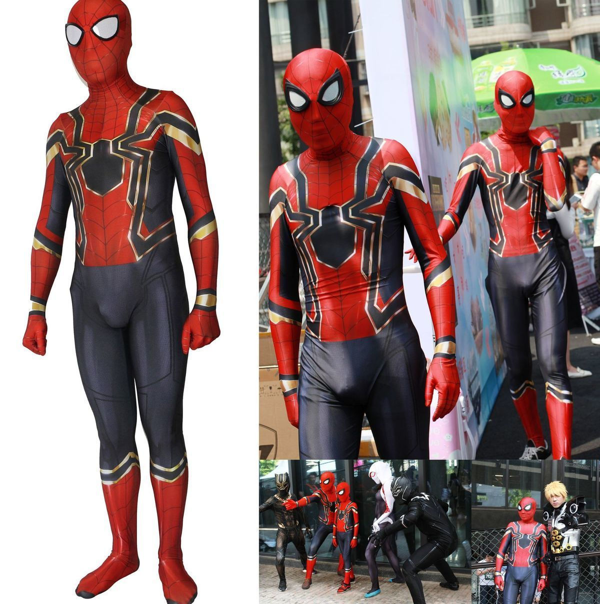 Wallpaper #LX1n744Bnwiau_P65AUn43 Red Black Spiderman Iron Spider Costume Adult Cosplay 3D Print Zentai