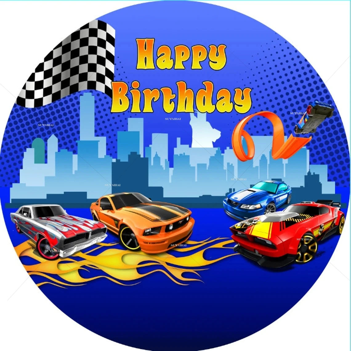 Wallpaper #t5y54JIBZHQxiYareLdj114 Mattel Hot Wheels Happy Birthday Yellow Race Car Edible Cake Topper