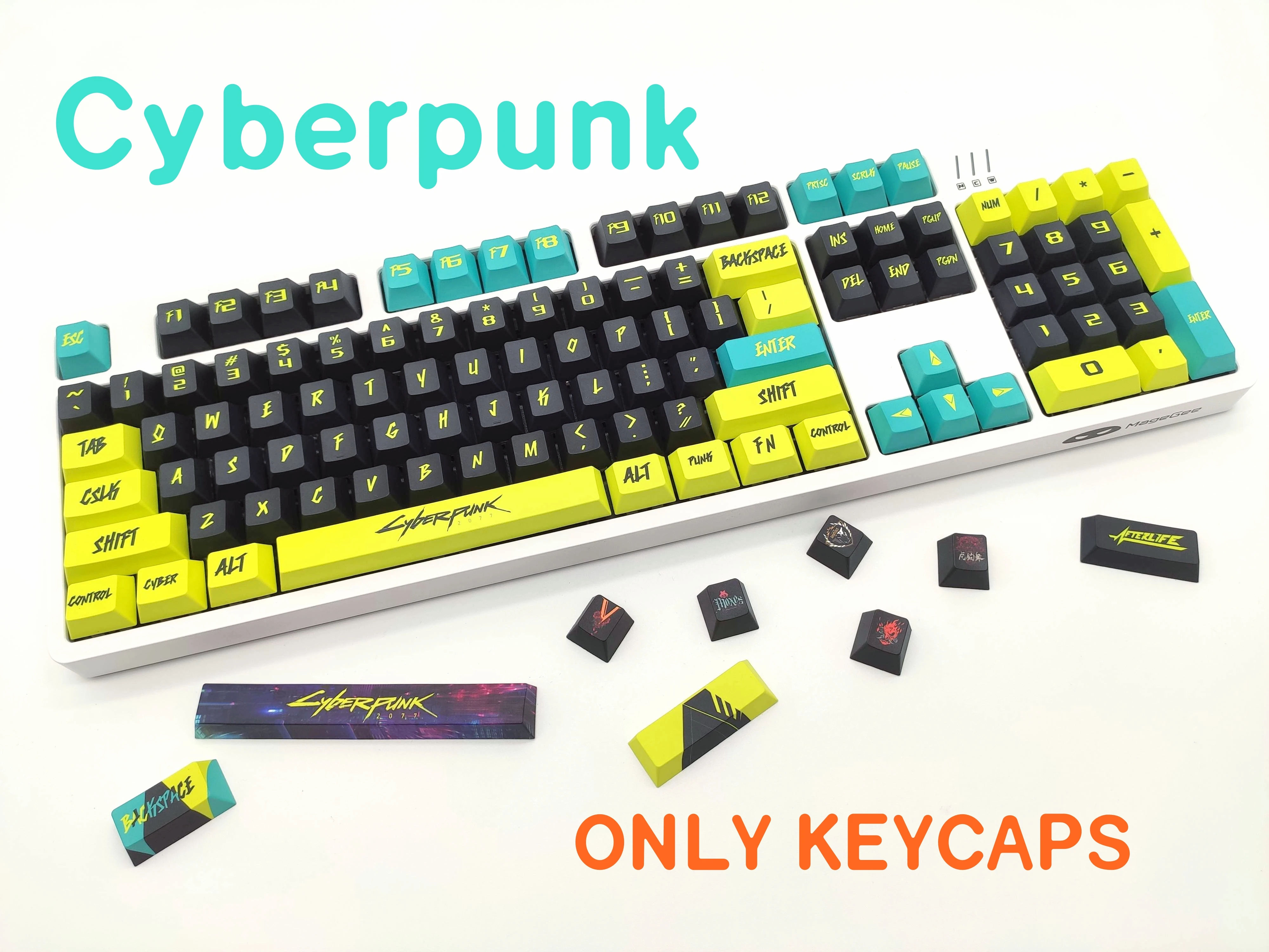 Wallpaper #I6WROJMBVBiSkHCaw44015 128 Keys Pbt Keycap Cherry Profile Keycap Cyberpunk 2077 Personalized