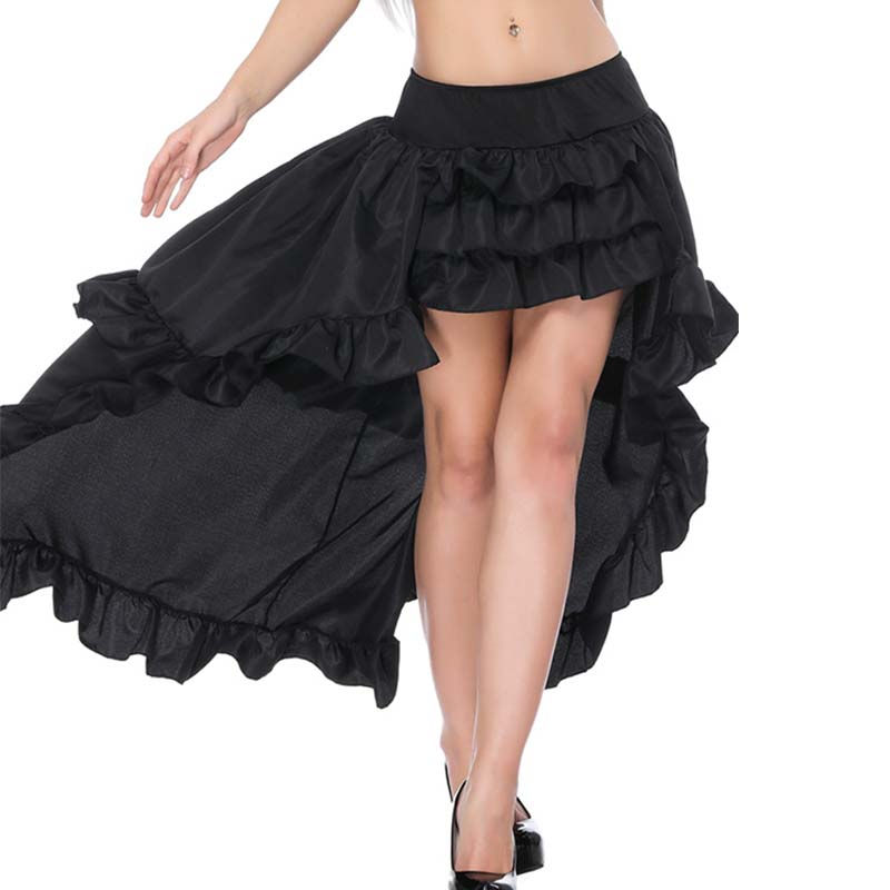 Wallpaper #_bmH3pIBJvJKYCmESQX0381 Gothic Skirts Womens Black Ruffles Front Short Back Long Skirt