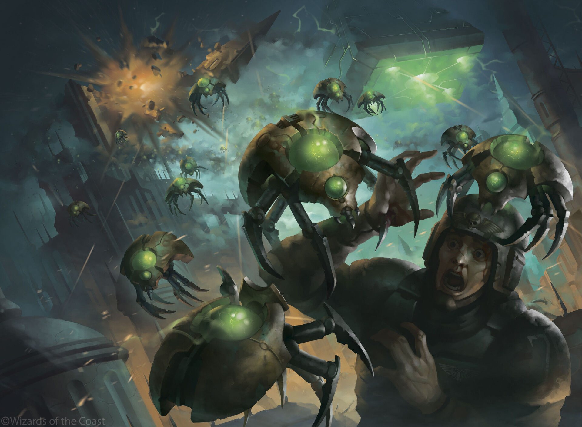 Wallpaper #mxm_HY8BtGB6xQ78GHdV57 Canoptek Scarab Swarm Mtg Art from Warhammer 40000 Set by Alexey