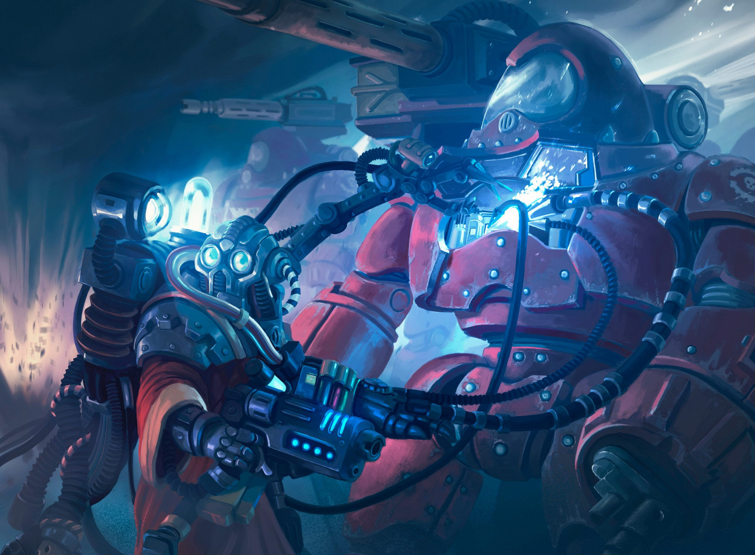 Wallpaper #2f-aZ5MB3lSXT3zUluJX53 Cybernetica Datasmith Mtg Art from Warhammer 40000 Set by Marina Ortega
