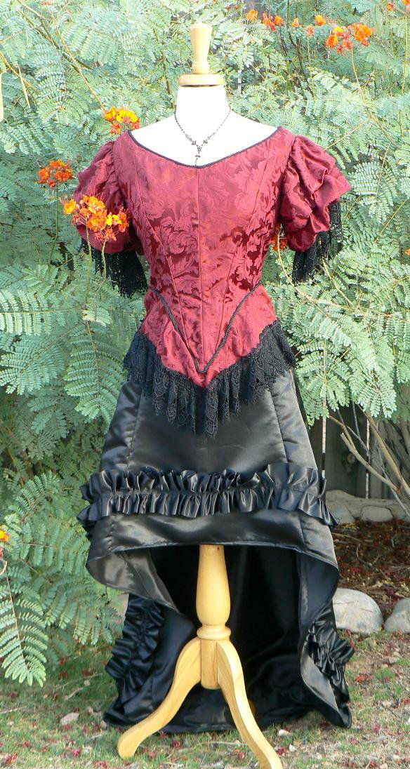 Wallpaper #_bmH3pIBJvJKYCmESQX0295 Short Victorian Bustle Skirt Steampunk Saloon Girl Satin