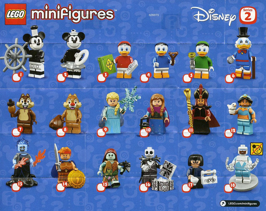 Wallpaper #tp-vV5MBcUVgGJNoe68-174 Lego Minifigures Sets the Disney Series 2 List Checklist Insert