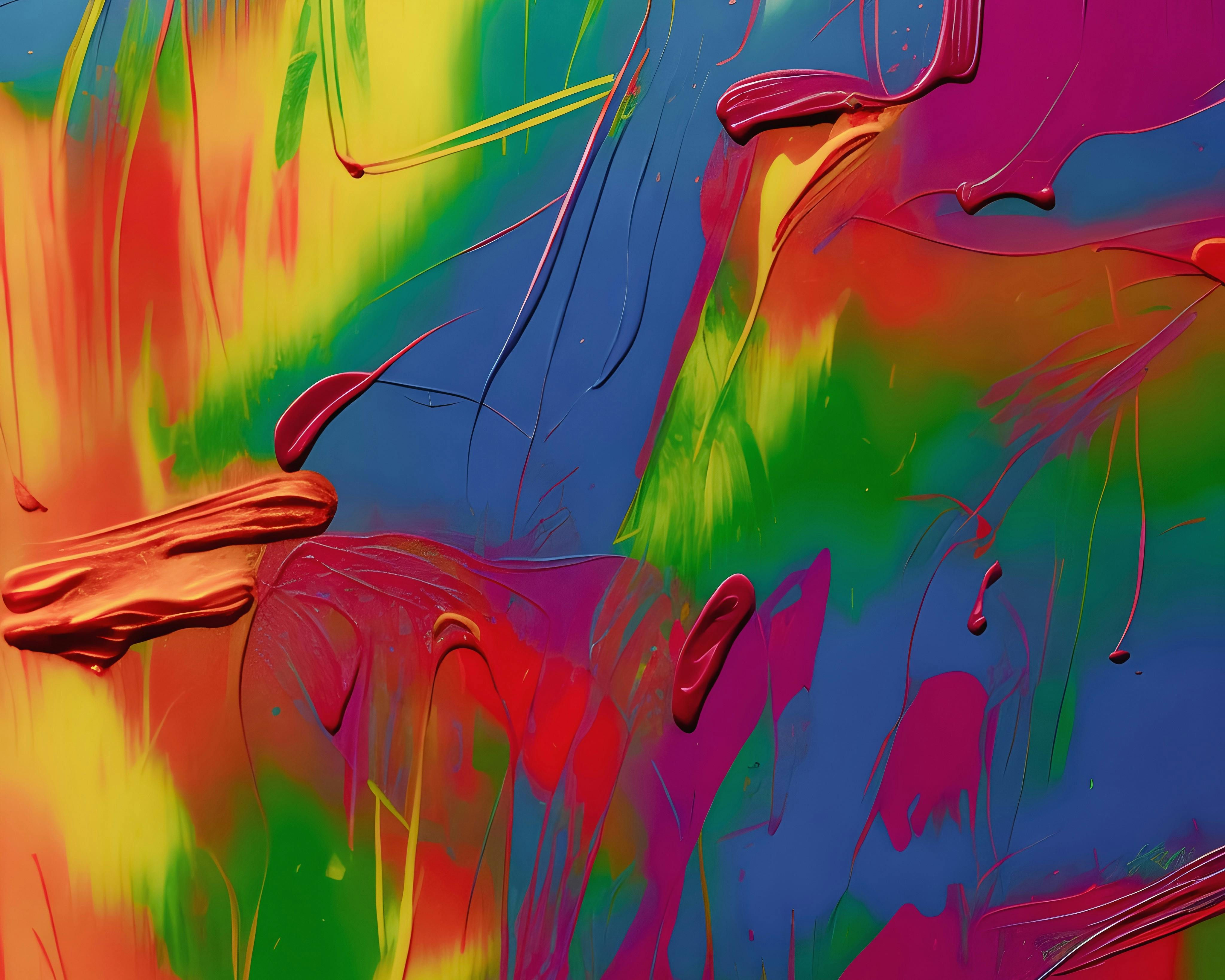 Wallpaper #W2g2IpMBSpphPi3-mTKk51 Bright Colorful Abstract Painting on Canvas Free Stock Photo
