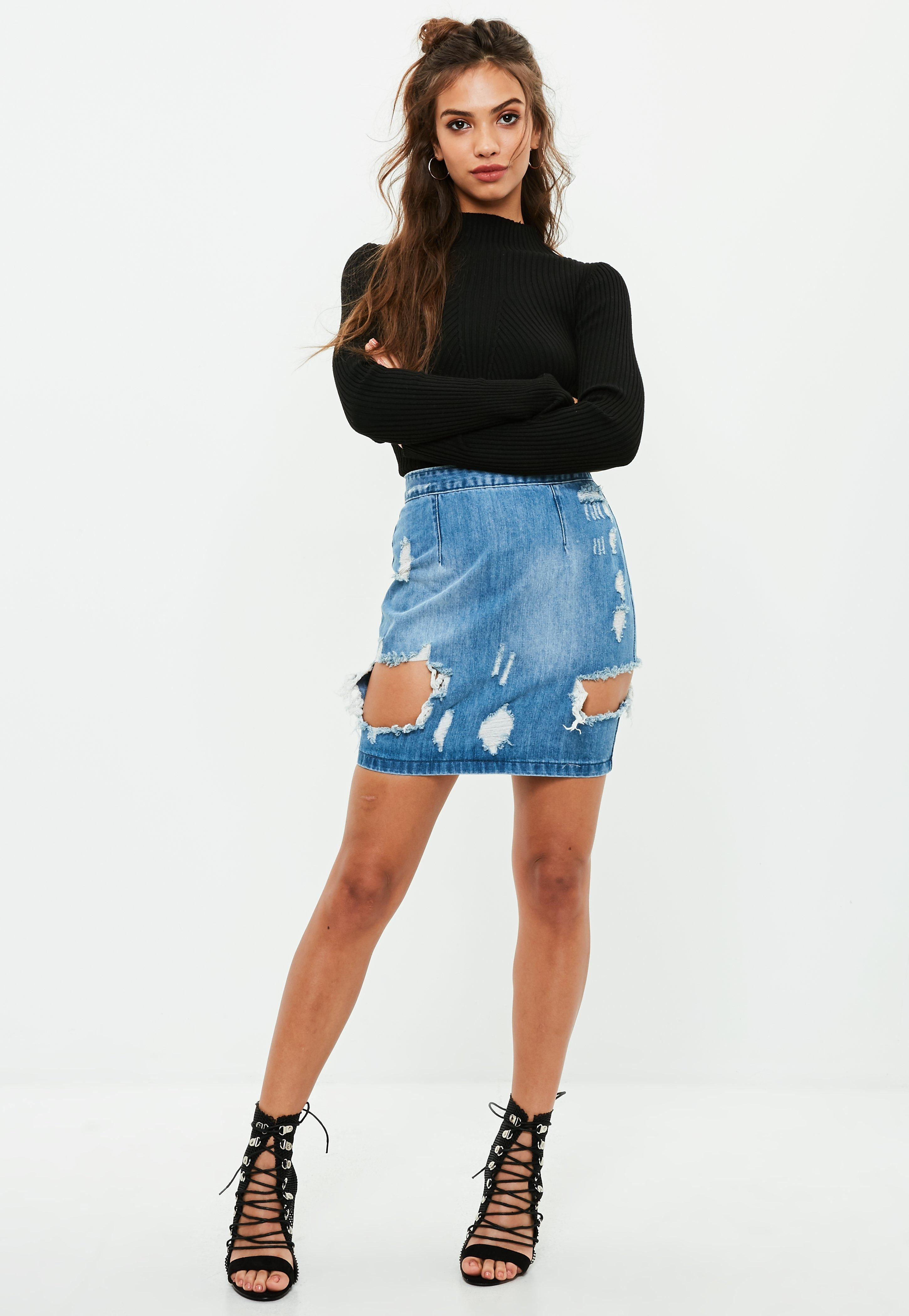 Wallpaper #1DADC Missguided Blue Authentic Vintage Superstretch Denim Mini Skirt Lyst